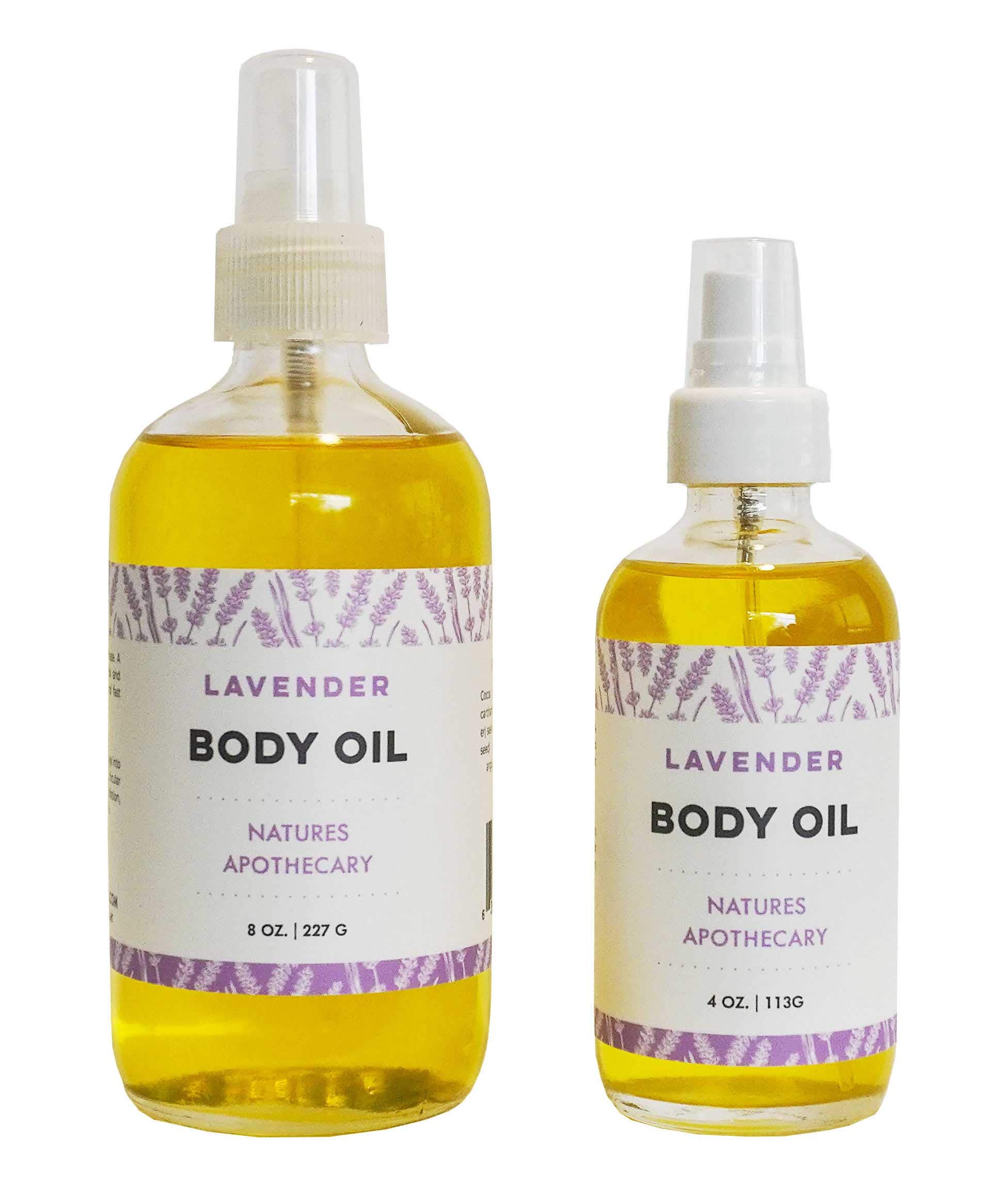Lavender Body Oil - Ultra-Moisturizing & Hypoallergenic All-Natural Massage Oil for Dry Skin | Handmade in USA | Perfect for Spa, Aromatherapy & Relaxation (8 oz)
