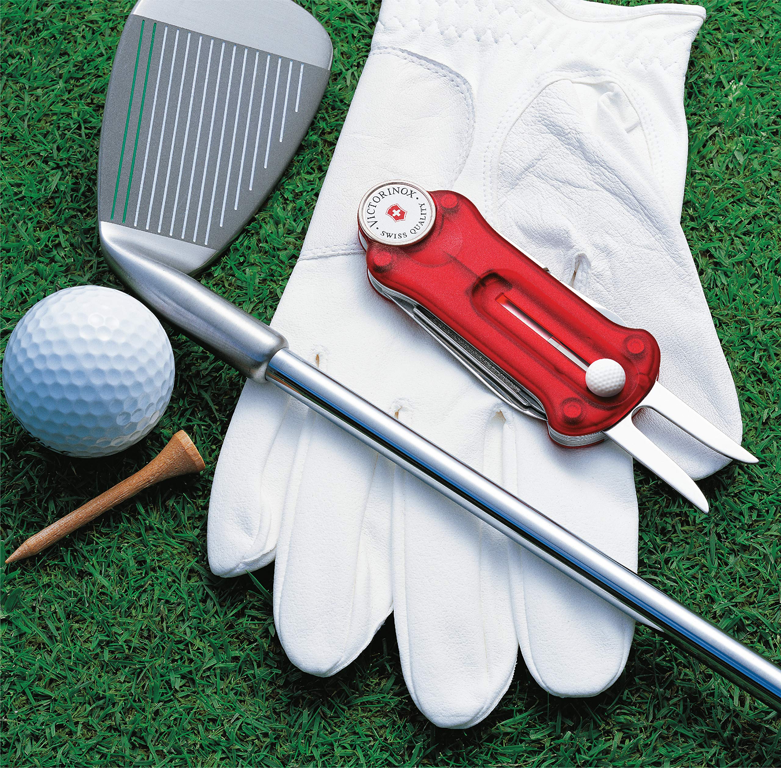 Victorinox Swiss Army Golf Multi-Tool with Stainless Steel Blades & Red Polyamide Handle - Compact Golf Accessories for On-Course Repairs & Outdoor Adventures