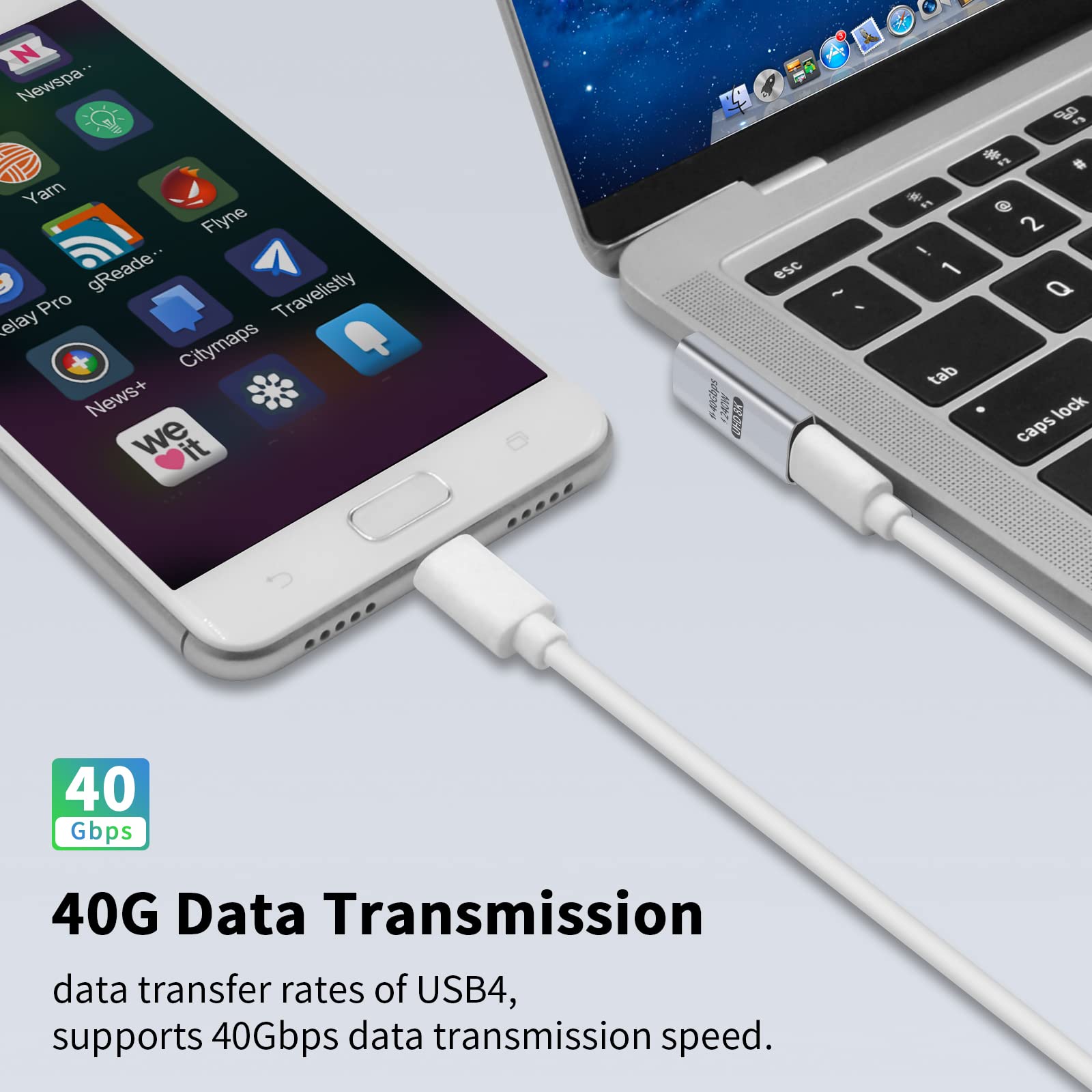 90° USB C Adapter 3Pack - 40Gbps, 240W, 8K Video for MacBook & Steam Deck