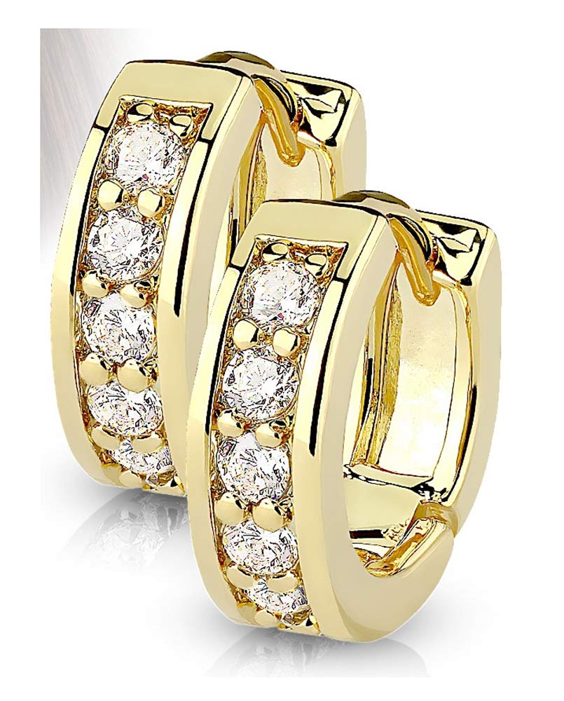 Unisex Channel Set Lined CZ 316L Surgical Steel Post Hoop Earrings for Men & Women - Perfect for Everyday Wear, Parties & Gifts