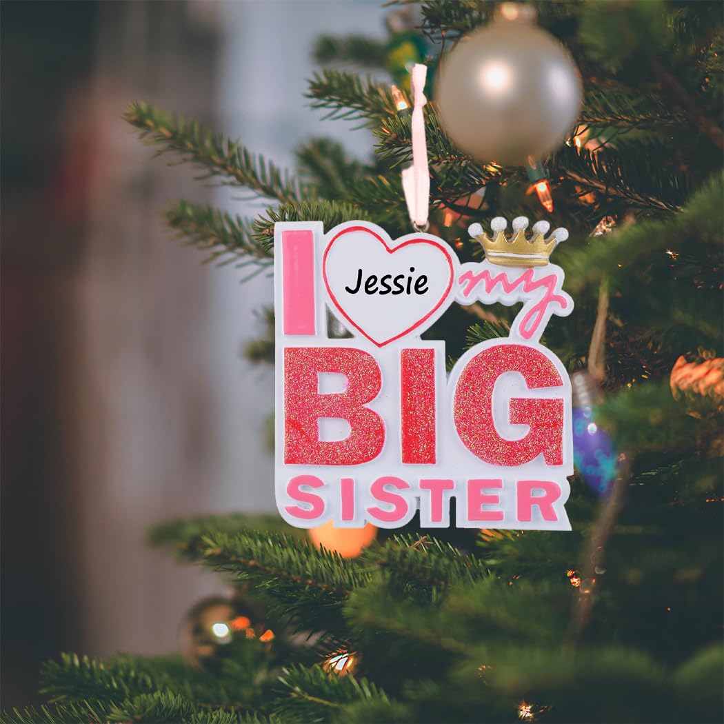 MAXORA Personalized 'I Love My Big Sister' Christmas Ornament - Handmade Sister Gift for Tree Decorations | Perfect for Christmas, Birthdays & Family Celebrations