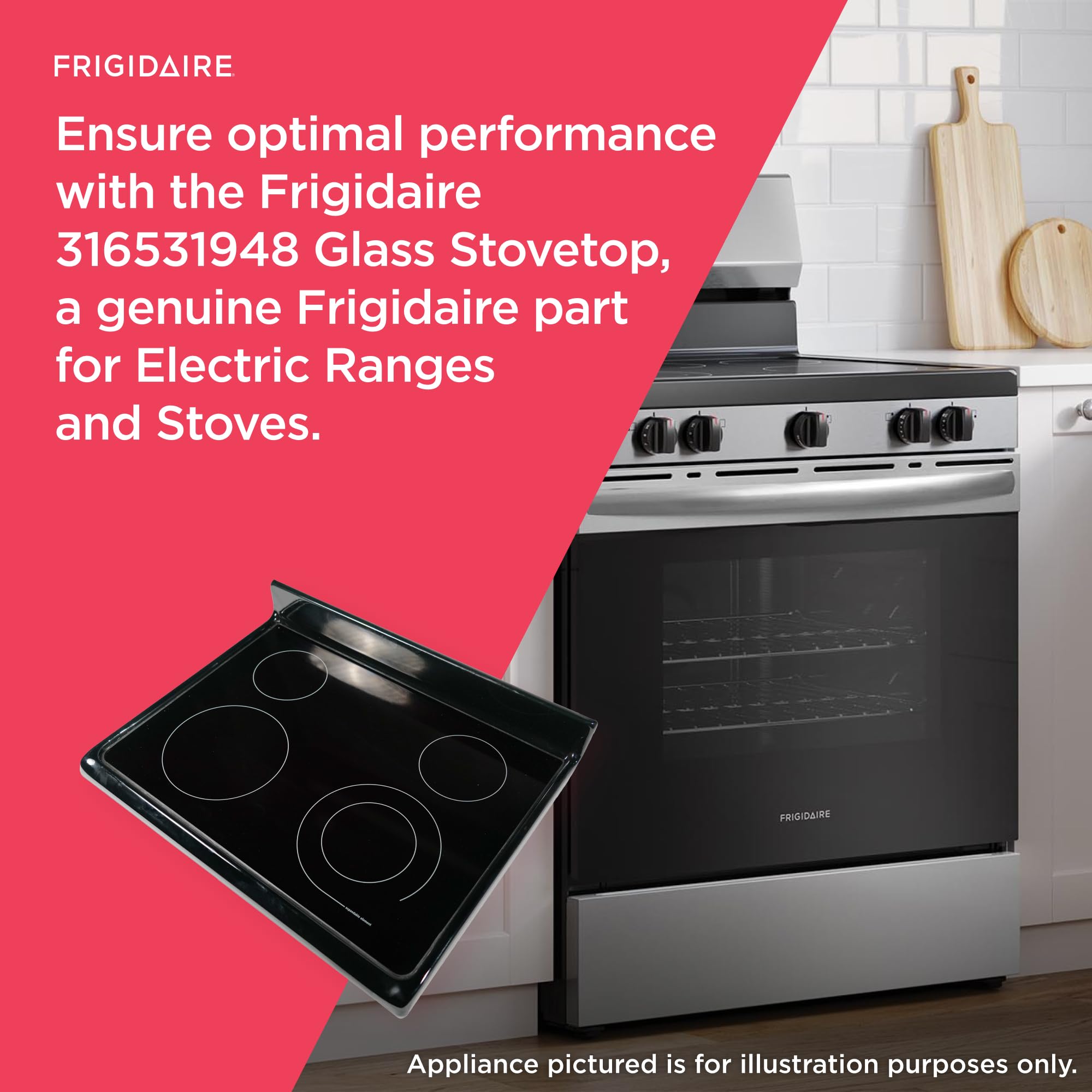 Frigidaire 316531948 Black Glass Stovetop Replacement for Electric Ranges & Stoves - Perfect for Kitchen Upgrades & Appliance Repairs