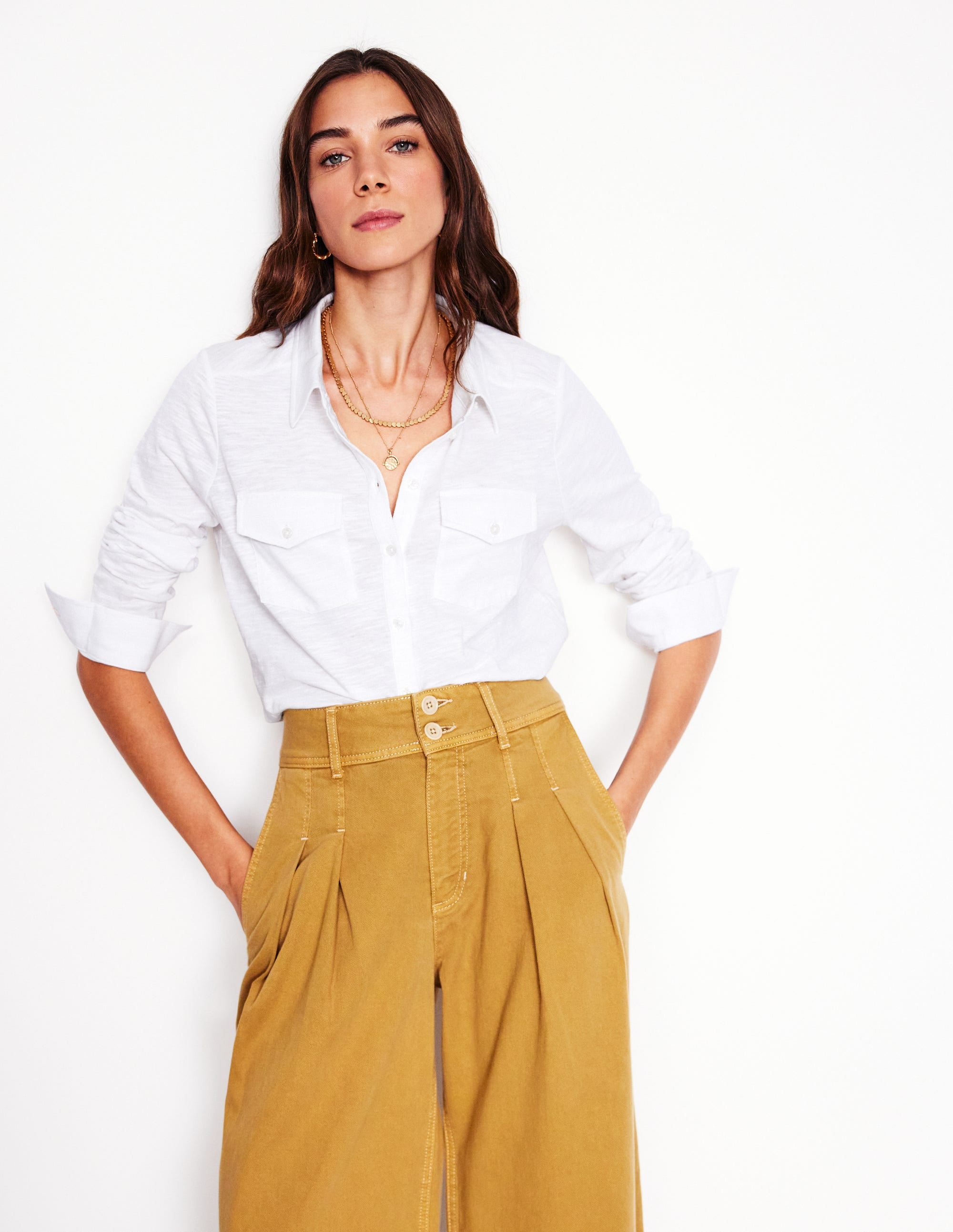 Amy Women's White Jersey Shirt - Soft Cotton Casual Tee for Everyday Wear, Work & Weekend Outfits