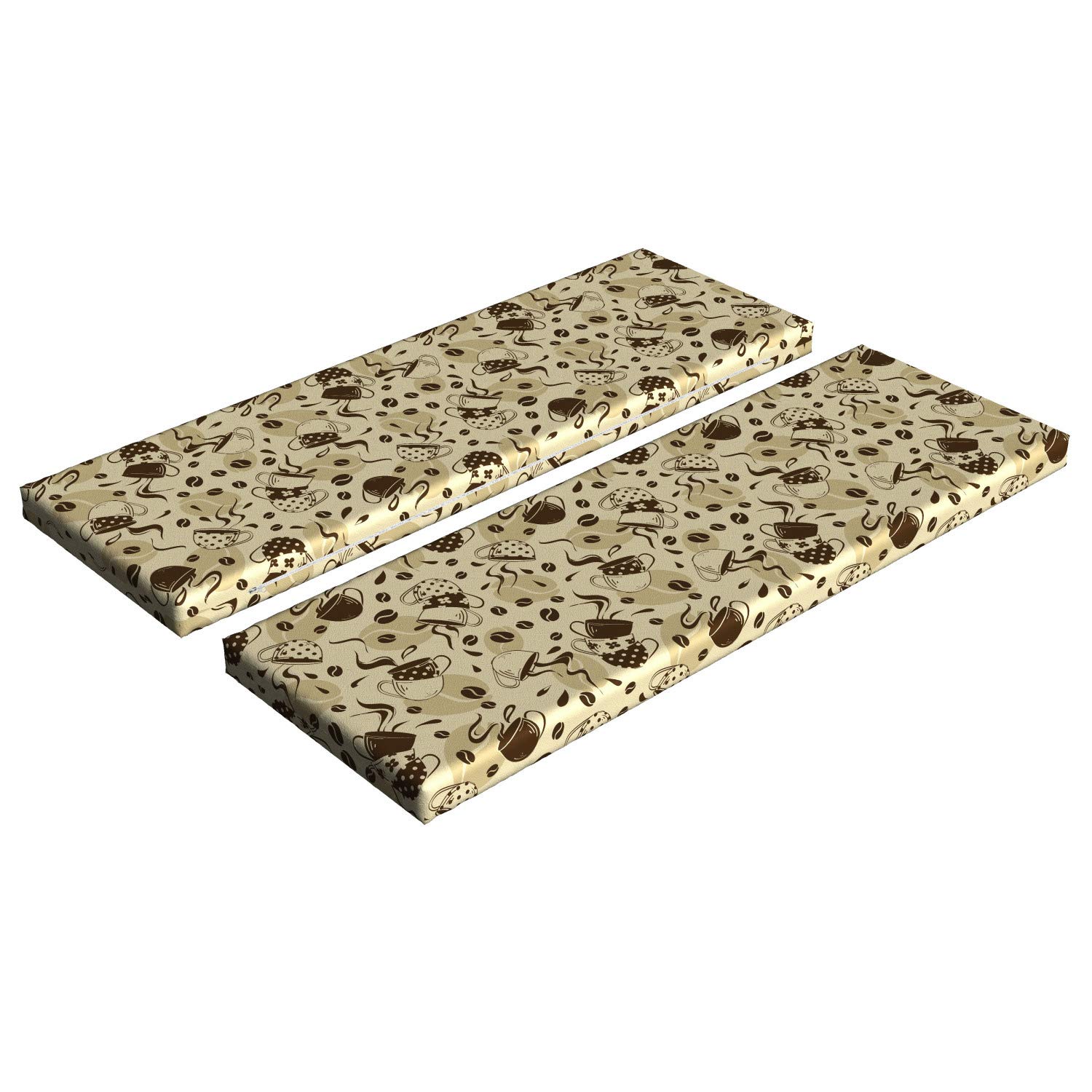 Ambesonne Modern Bench Cushion Set of 2 - Polka Dot Coffee Bean Design, 45