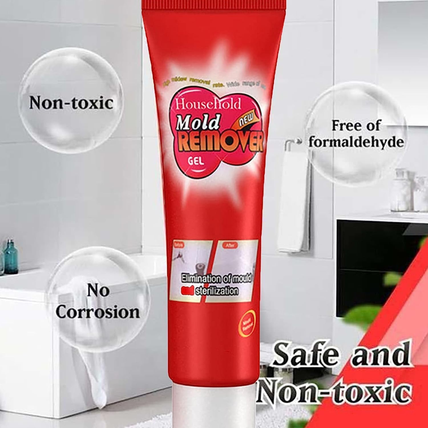 Flinzor 120g Magic Mold Remover Gel - Powerful Household Mold Cleaner for Washing Machine, Fridge, Bathroom Tiles & Shower - Eliminates Stubborn Mold & Mildew (2 Pack) - Ideal for Kitchen, Bathroom & Appliance Cleaning