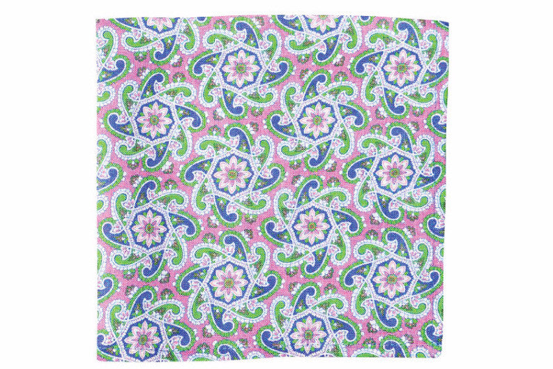 Elegant Pink Derby Paisley Pocket Square for Men - Silk Handkerchief for Suits, Weddings & Formal Events - Stylish Fashion Accessory for Groomsmen & Business Attire