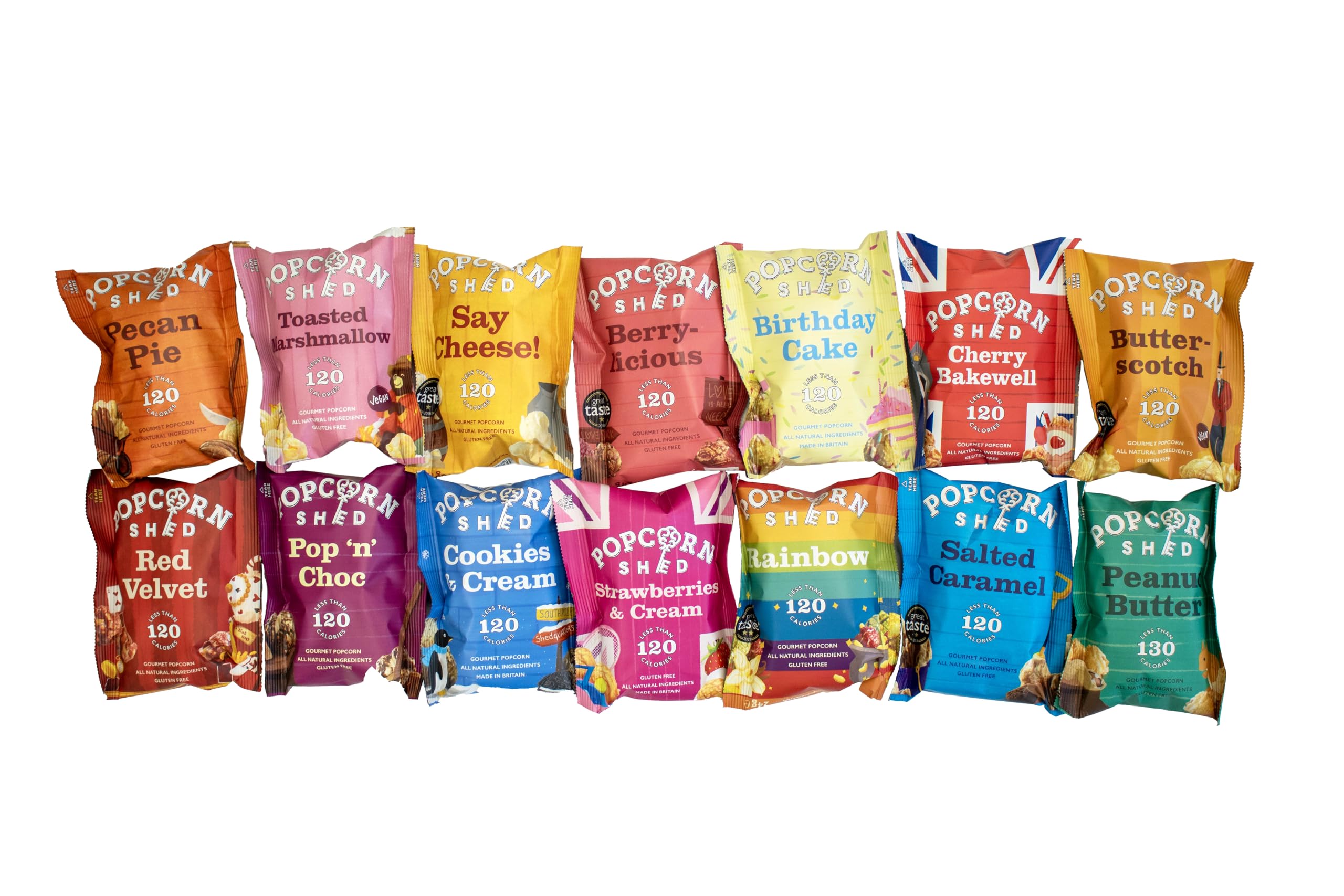 Popcorn Shed Mix (14 Pack) - 7 Flavor Variety, Gluten Free, Natural & Vegetarian Snacks for Movie Nights, Parties & Healthy On-the-Go Treats