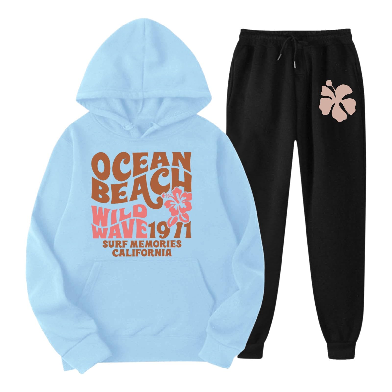 Women's Two Piece Lounge Set - Long Sleeve Oversized Sweatshirt & Wide Leg Sweatpants | Fall Outfits for Women | Cozy Home Wear, Casual Street Style