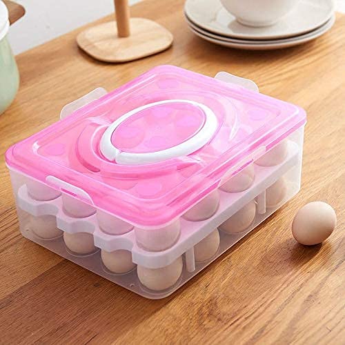 Made in India Double Layer 32 Egg Plastic Carrier - Refrigerator & Kitchen Food Storage Box/Basket, Multicolour for Home & Office Use