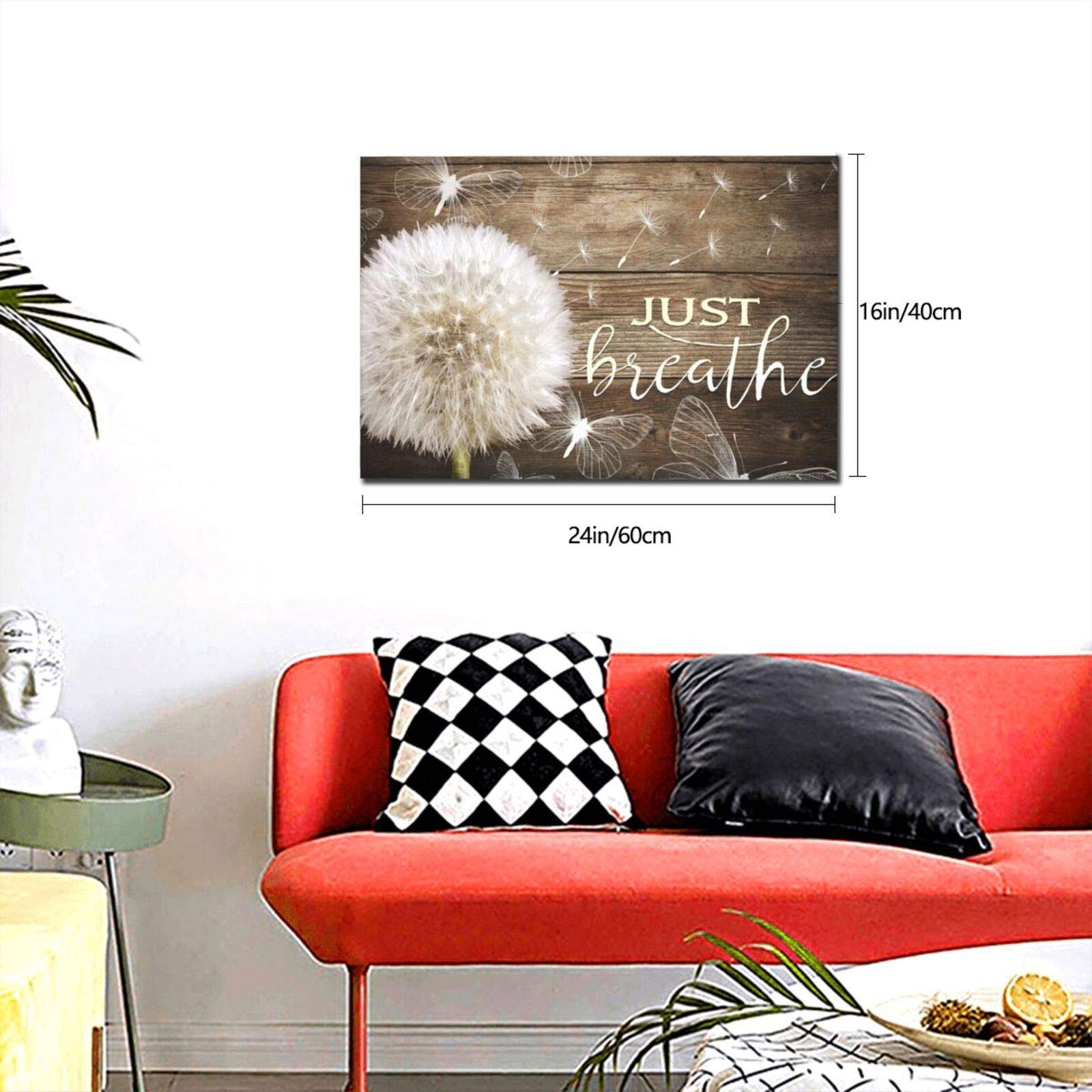 White Dandelion & Butterflies Canvas Wall Art - Framed Ready to Hang 16x24 Inch Inspirational Quote Decor for Living Room, Bedroom, Bathroom | Perfect for Home, Office & Gift Giving