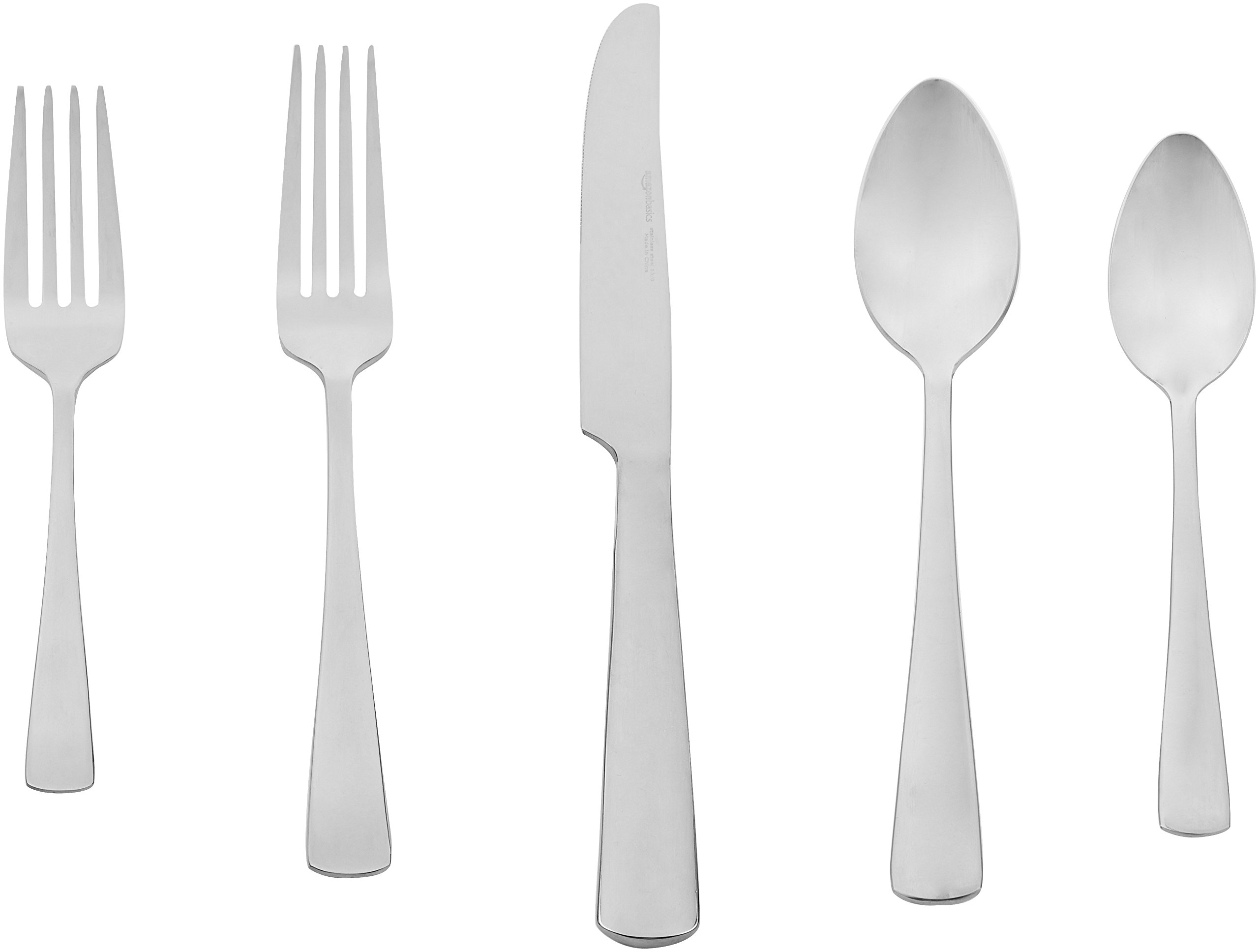 Amazon Basics 18-Piece Dinnerware Set - 6 Plates, 6 Bowls, 6 Dishes for Complete Table Setting (Service for 6, White) | Perfect for Family Dinners, Parties & Everyday Use    Amazon Basics 20-Piece Stainless Steel Flatware Set - 5-Piece Place Settings for 4 (Knives, Forks, Spoons) | Ideal for Restaurants, Catering & Home Dining