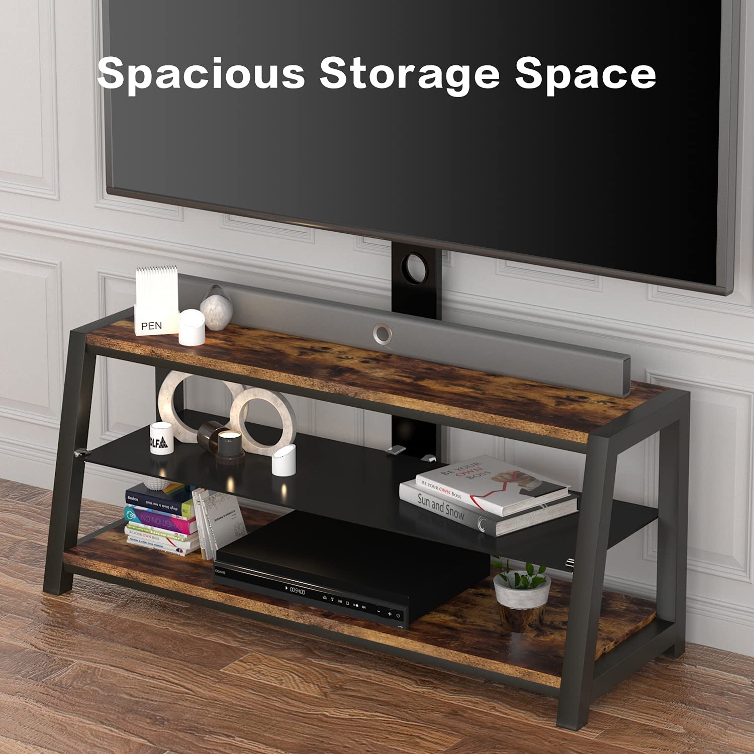 Universal Rolling TV Stand for 65-55 Inch TVs with Mount - Adjustable Height Mobile TV Cart for Living Room, Bedroom & Office - IANIYA