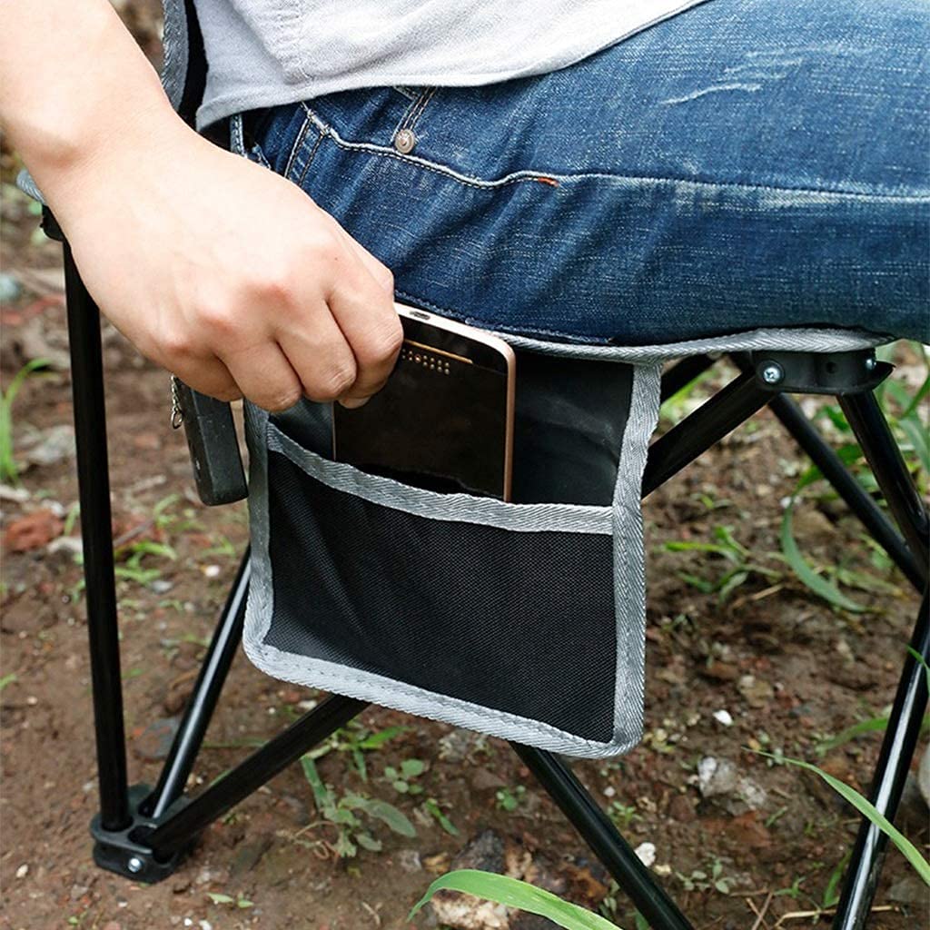 Portable Folding Camping Chair - Lightweight Outdoor Beach Chair for Fishing, Picnic, Garden & Travel with Side Pocket - Perfect for Camping, Backyard, Sports Events (Black)