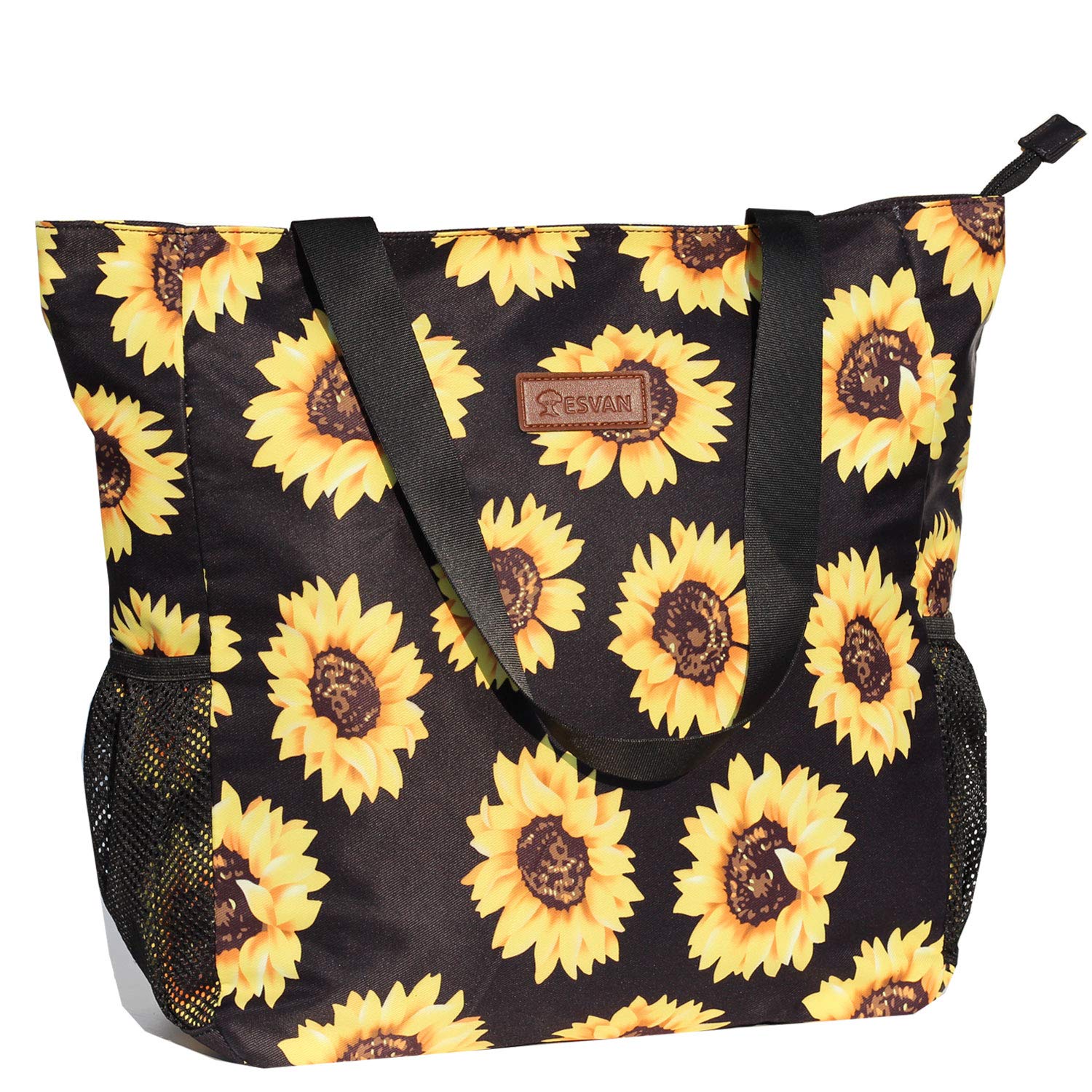ESVAN Waterproof Floral Print Large Tote Bag - Durable Gym Beach Travel Shoulder Bag for Women - Perfect for Work, Shopping & Vacation Essentials