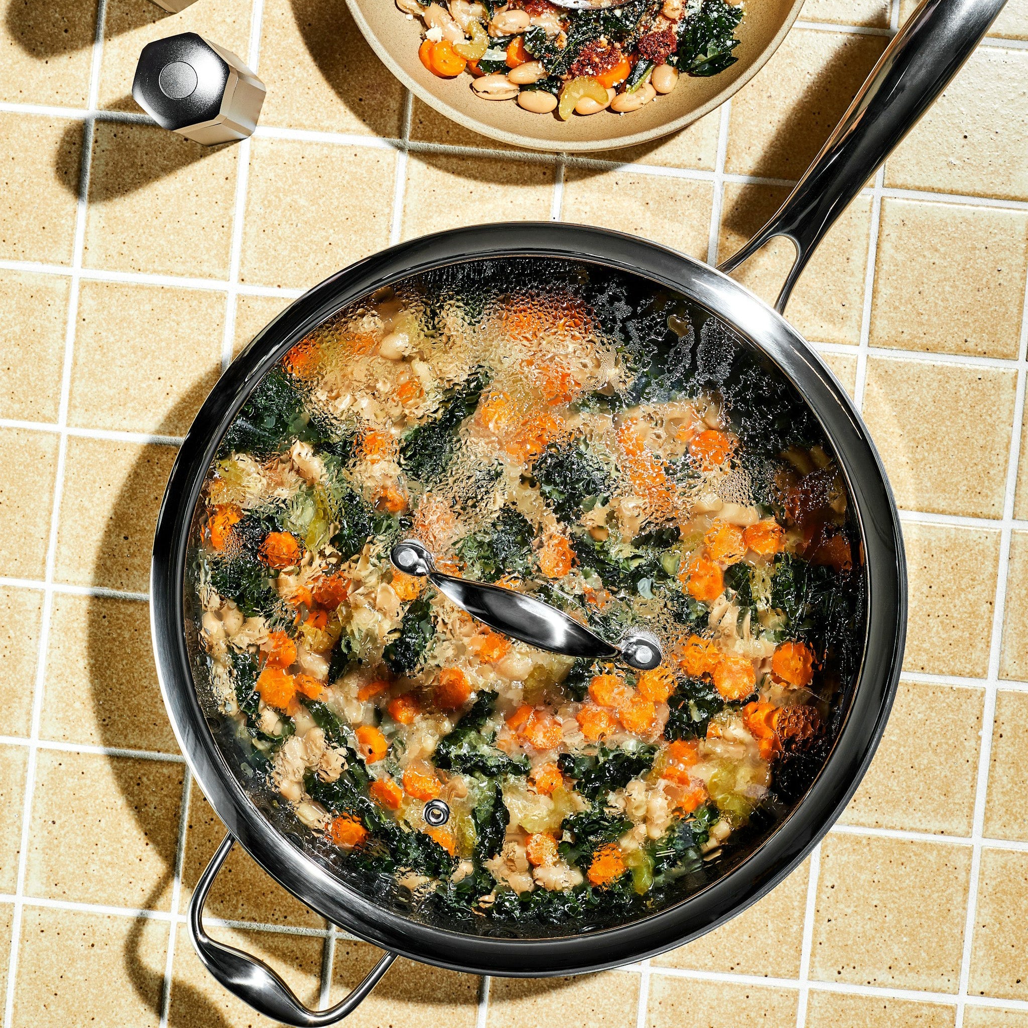 5L Hybrid Deep Sauté Pan with Glass Lid - Nonstick Skillet for Frying, Braising & Stir-Frying - Perfect for Home Cooking & Restaurant Use