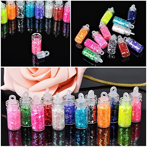 RoyalKart 48 Bottles 3D Nail Art Glitter Rhinestones Sequins Dust Powder Set with 5Pcs Double Sided Dotting Tools - Perfect for DIY Nail Designs, Manicures, Gifts for Women & Girls