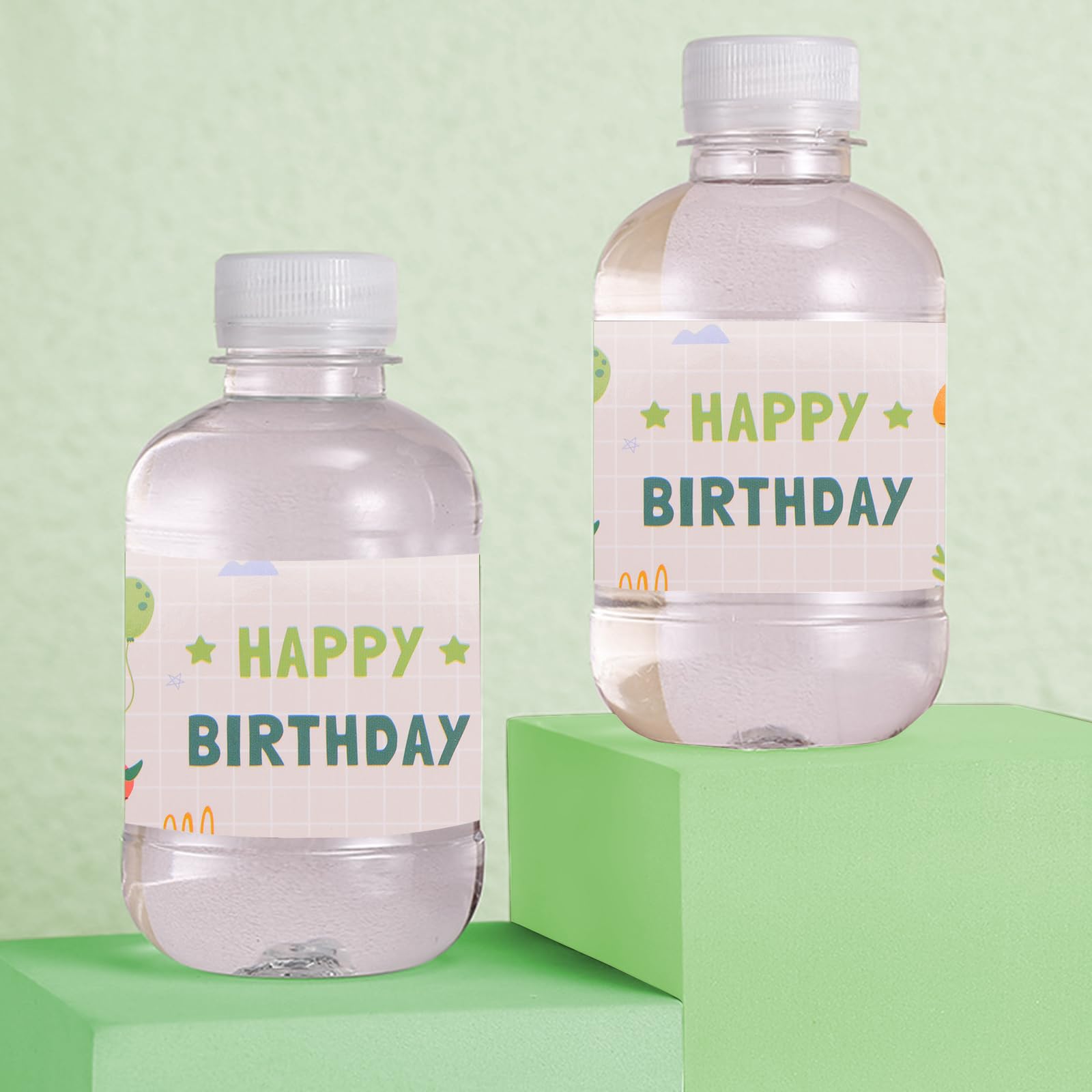 Dinosaur Birthday Water Bottle Labels - 48pcs Reusable Bottle Wraps & Decals for Birthday Parties, Bridal Showers, Baby Showers - Perfect for Party Decorations, Favors, and Special Events