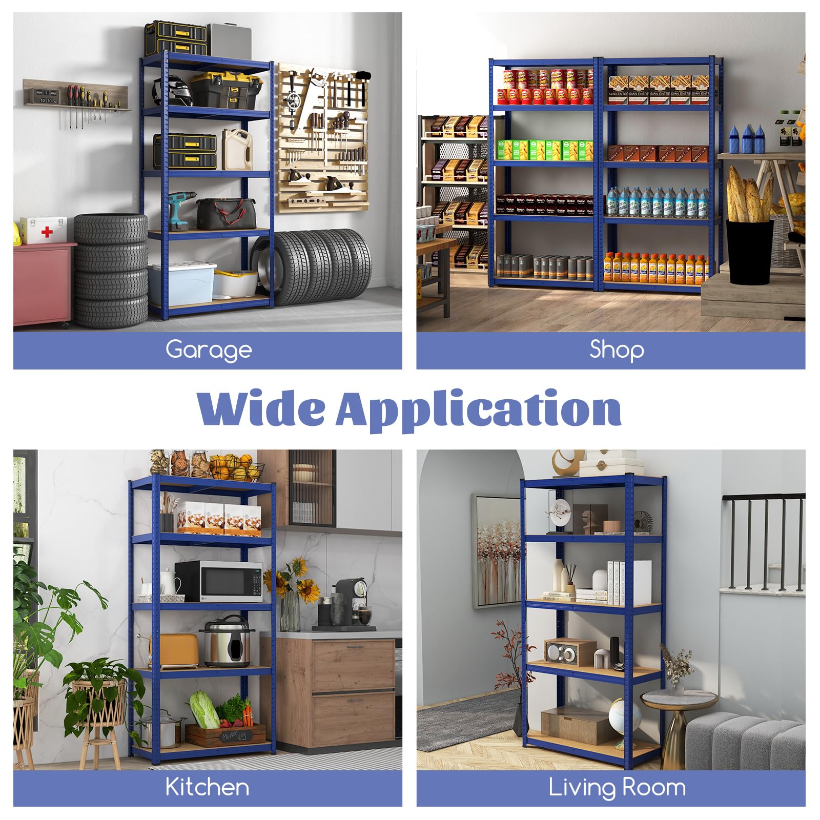 Giantex 5-Tier Heavy Duty Metal Storage Shelves - Adjustable Height Garage Shelving Unit with Anti-Tipping Design, 2000 lbs Capacity - Perfect for Shop, Kitchen, Garage, Warehouse & Office Organization