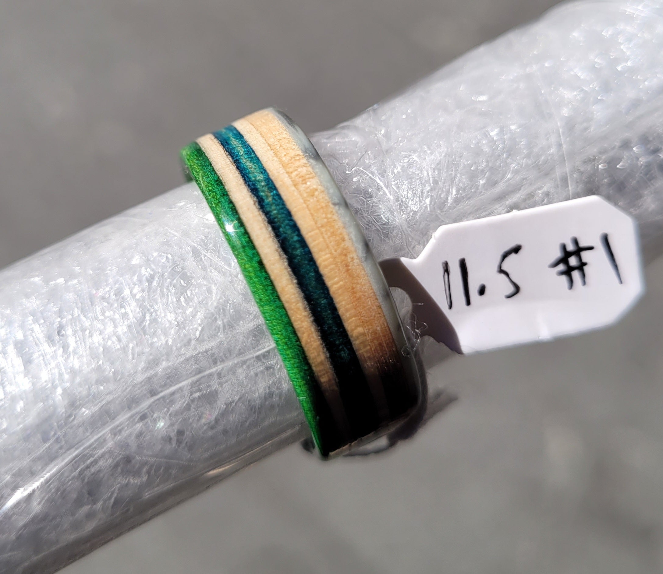 Recycled Bo Tuff Skateboard Ring - Size 11.5 - Eco-Friendly Jewelry for Skateboarders - Perfect for Skaters, Bikers & Streetwear Fashion Enthusiasts