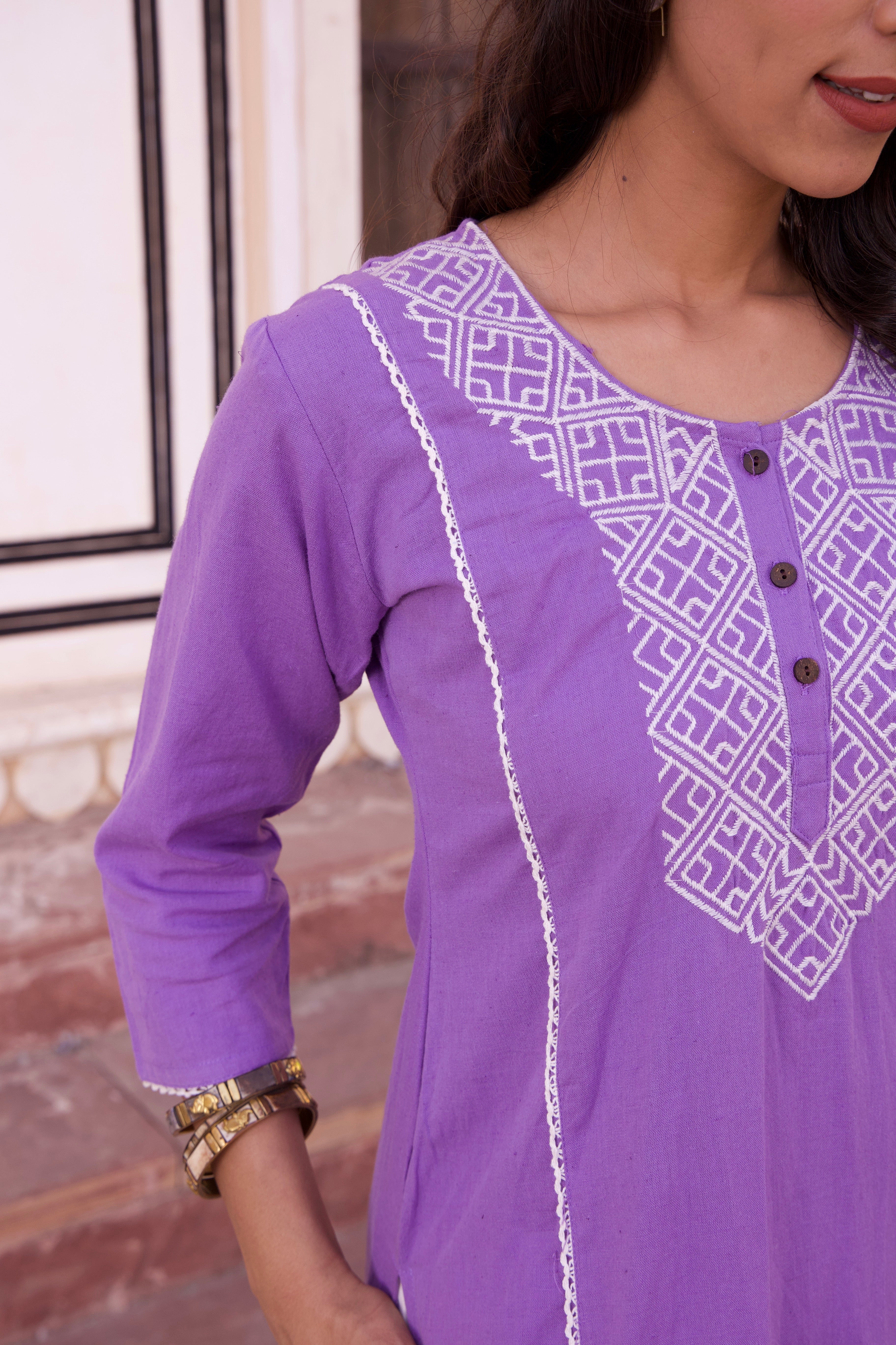 Lavender Cotton Summer Kurta Set for Women - Comfortable & Stylish Indian Ethnic Wear - Perfect for Casual Outings, Festivals & Beach Vacations
