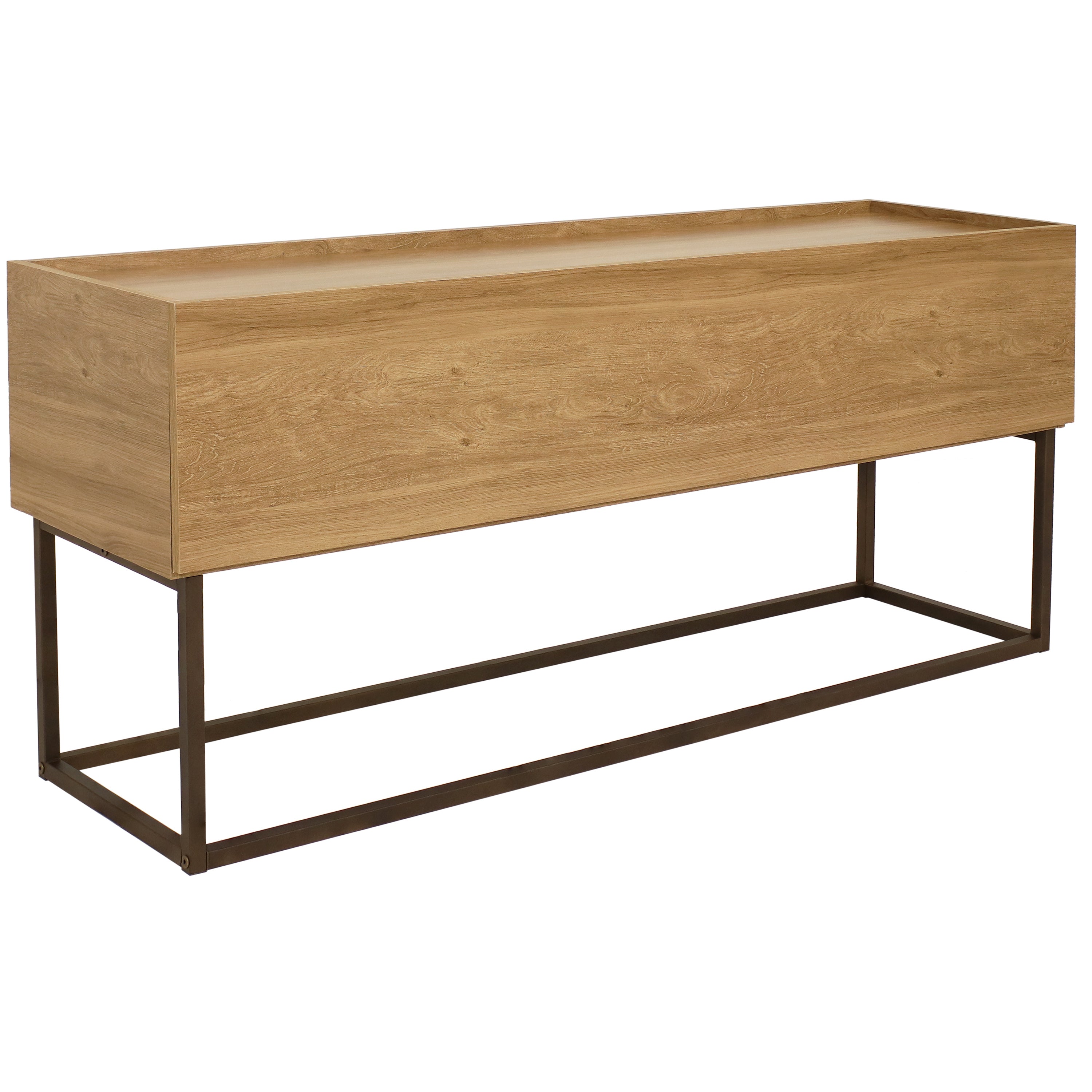 Sunnydaze Industrial Console Table 54.75 Inch - Rustic Brown Wood & Metal Entryway Table for Living Room, Hallway, or Foyer Decor