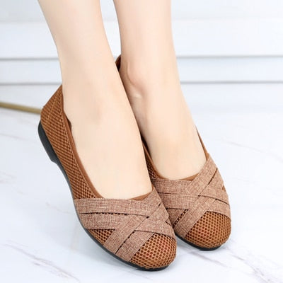 Women's Comfortable Flat Shoes - Breathable & Lightweight Cloth Slip-Ons for Casual Wear, Walking & Travel