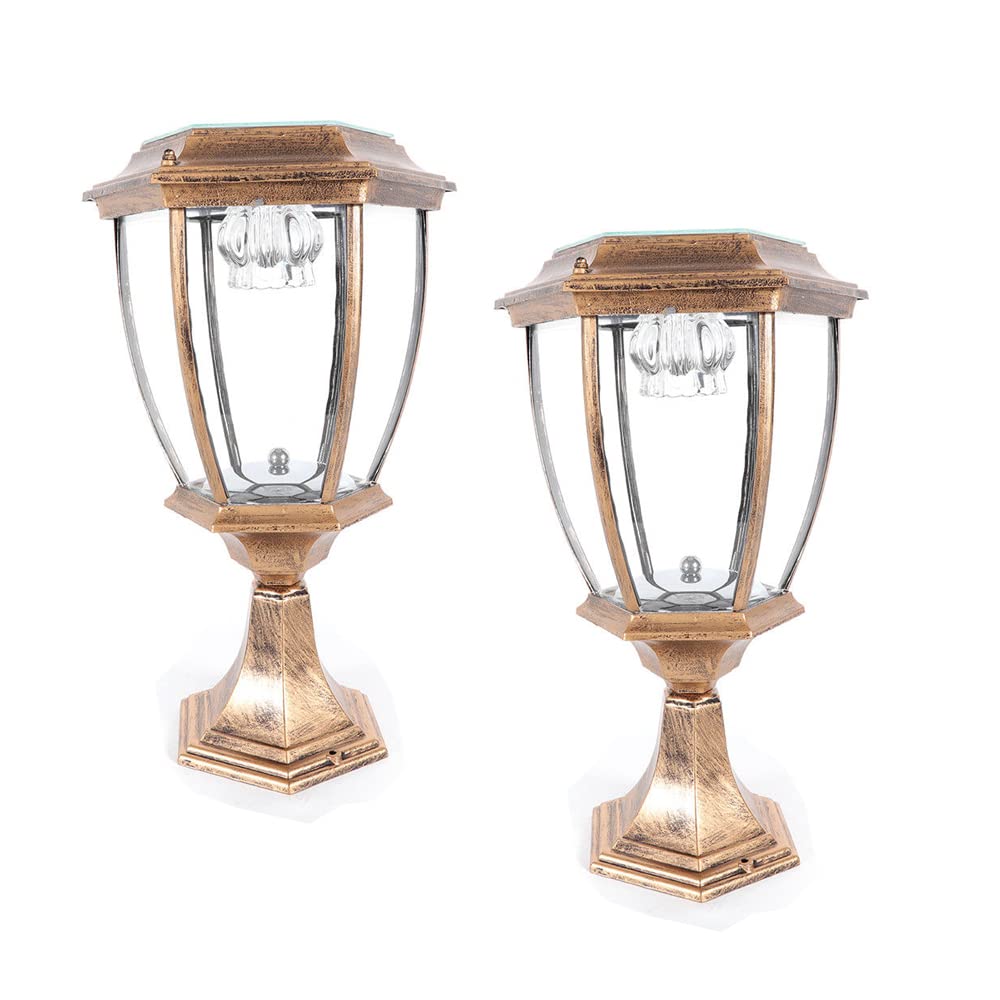 2 Pack Solar Post Lights - Outdoor LED Solar Powered Lantern for Garden, Yard, Pathway & Driveway Lighting | Weatherproof & Energy Efficient Landscape Lighting for Patio, Deck & Walkway