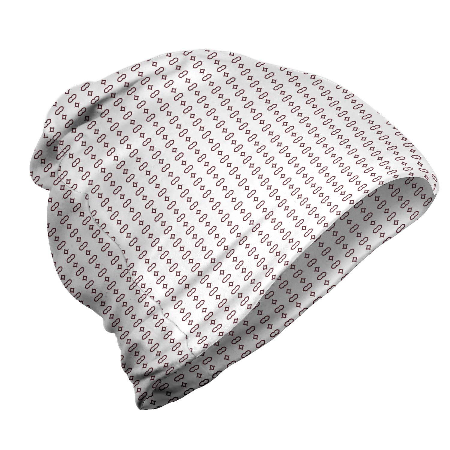 Ambesonne Unisex Beanie - Starry Small Rhombus Pattern Winter Hat for Men & Women | Warm Knit Beanie for Hiking, Camping & Outdoor Activities