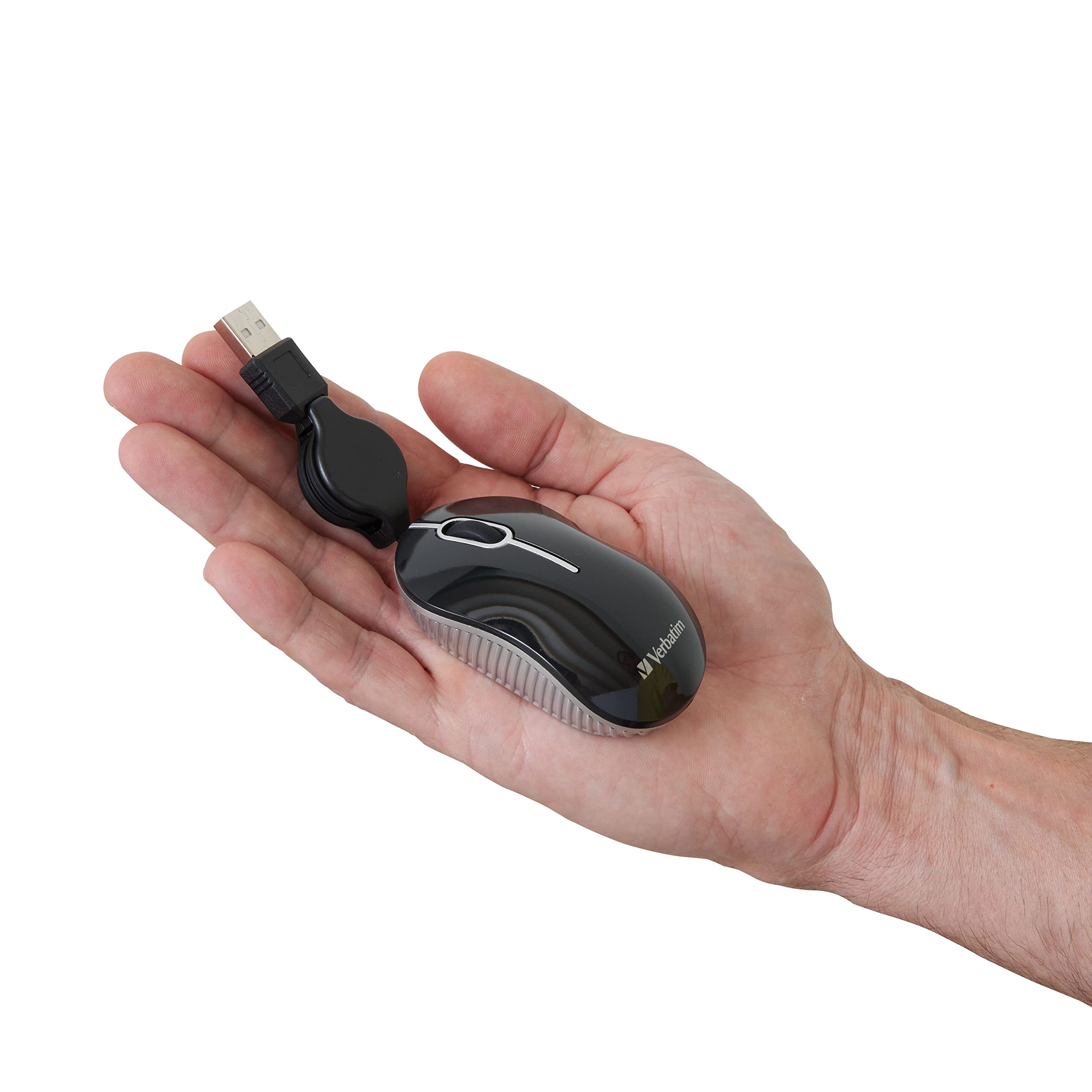 Verbatim Wired Optical USB-A Mini Mouse - Plug & Play Compact Travel Mouse with Retractable Cable (Purple 98617) - Perfect for Laptops, Office & On-The-Go Use