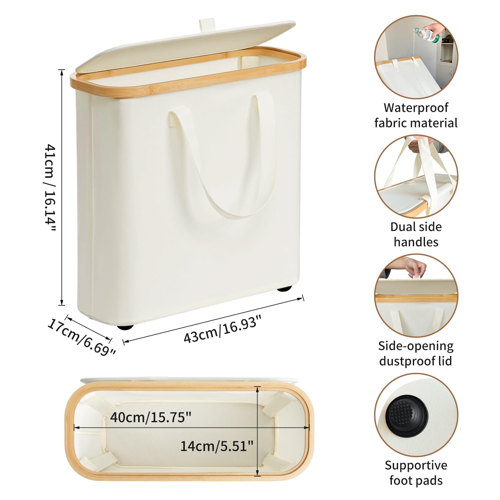 30L Bamboo Toilet Paper Storage Basket with Lid & Handle - Bathroom Tissue Organizer for 12-16 Rolls, Free Standing Toilet Paper Holder Stand - Perfect for Bathroom, Laundry Room, or Closet Storage Organization