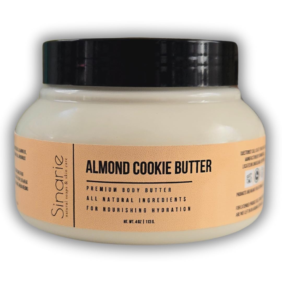 Almond & Cookie Butter Whipped Body Butter - 8 oz | Natural Moisturizing Skin Care Lotion | Deep Hydration for Dry Skin | Perfect for Daily Use & After Shower