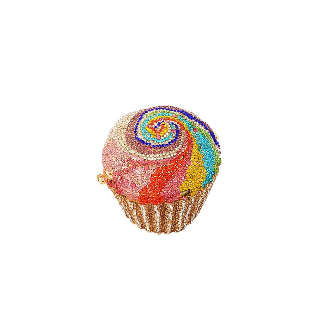Sparkly Rhinestone Mini Cupcake Clutch Purse - Luxury Wedding Party Evening Crossbody Handbag for Bridesmaids, Prom & Banquet Events