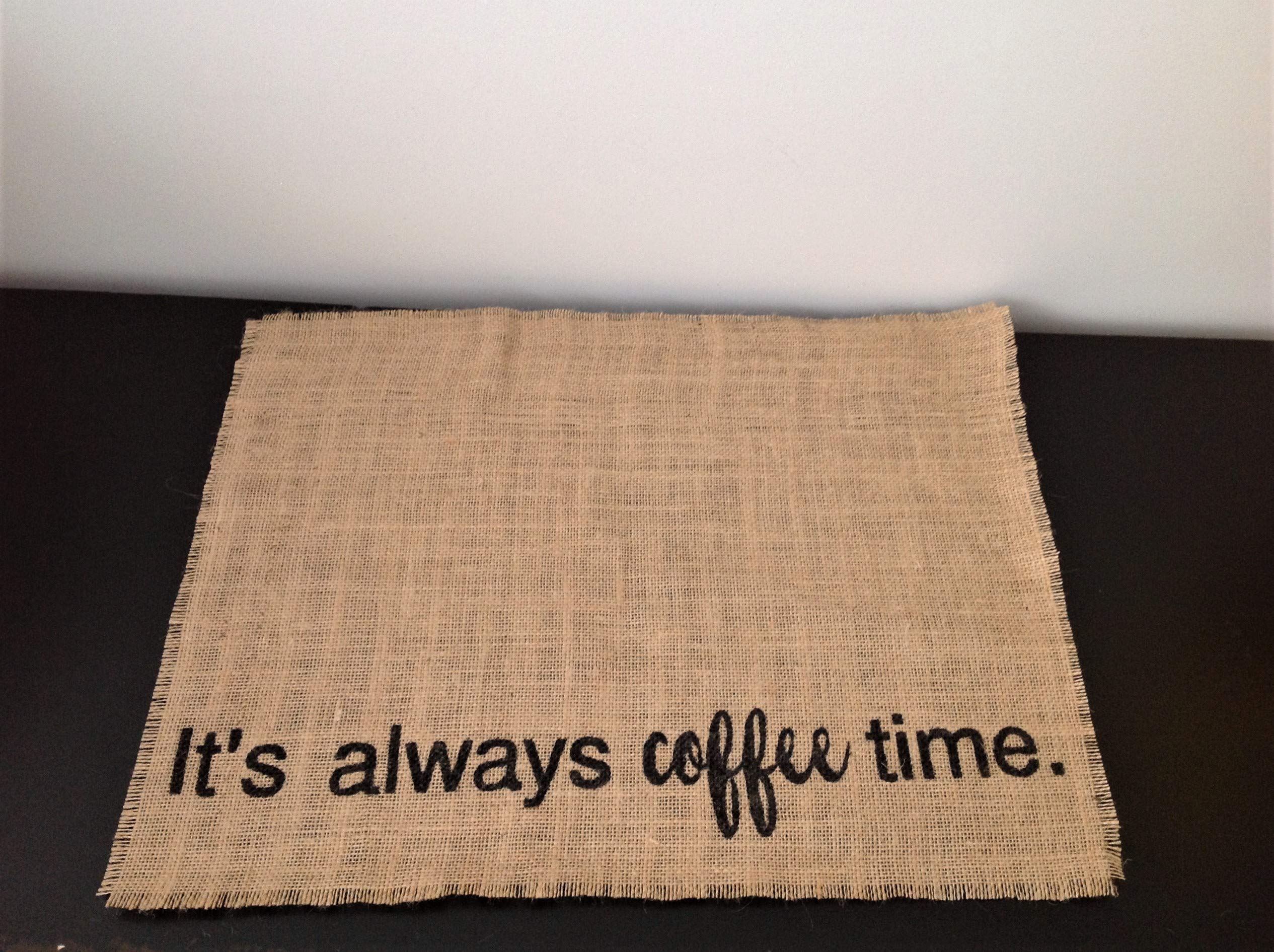 Rustic Burlap Coffee Maker Mat - Keurig Placemat, Coffee Bar & Farmhouse Decor - Heat-Resistant Trivet for Coffee Pots & Makers - Perfect Coffee Station Accessory & Gift for Coffee Lovers (Great for Kitchens, Offices & Cafés)