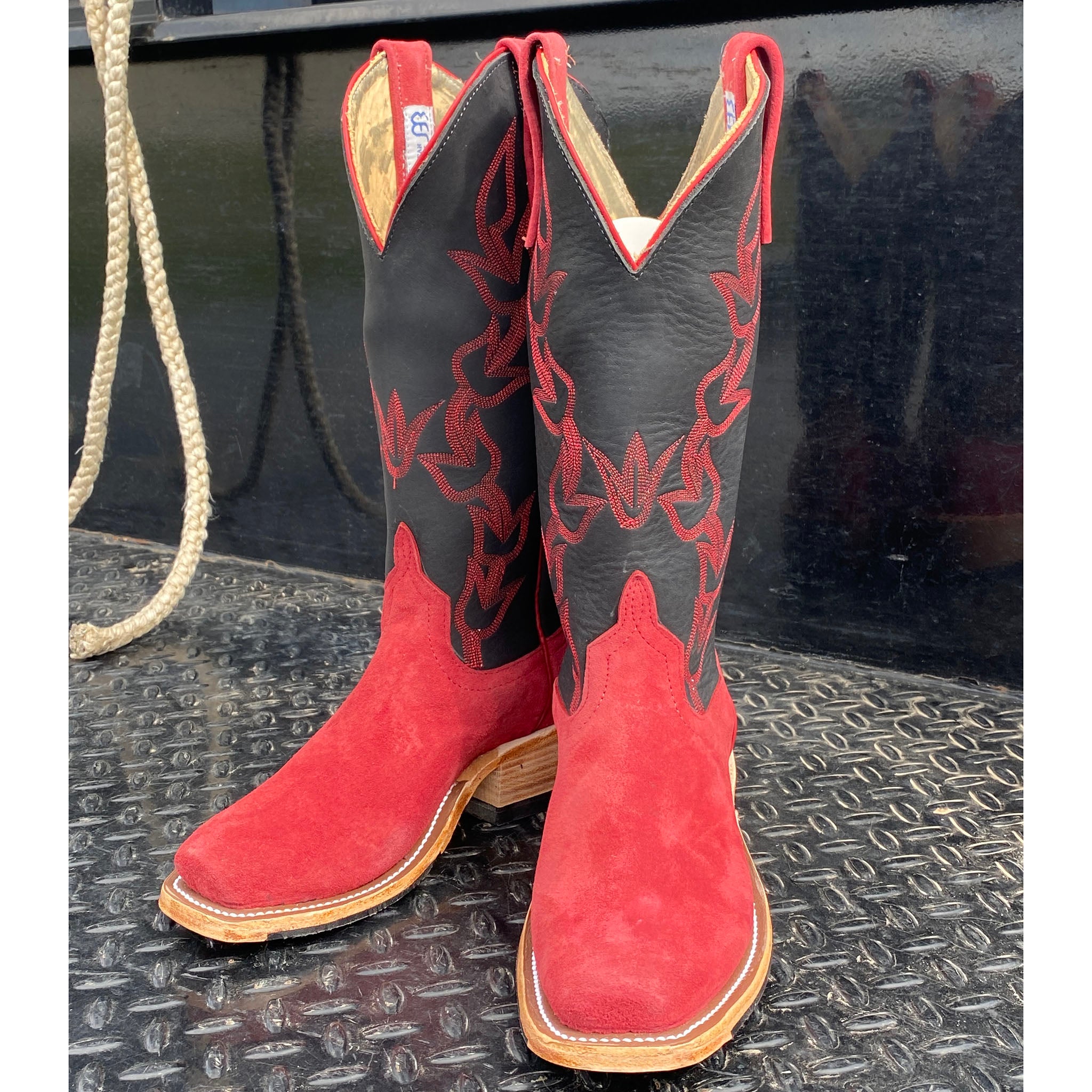 Anderson Bean Women's Red Firebird Suede Cowboy Boots - Western Fashion for Country Dancing, Rodeo & Everyday Wear