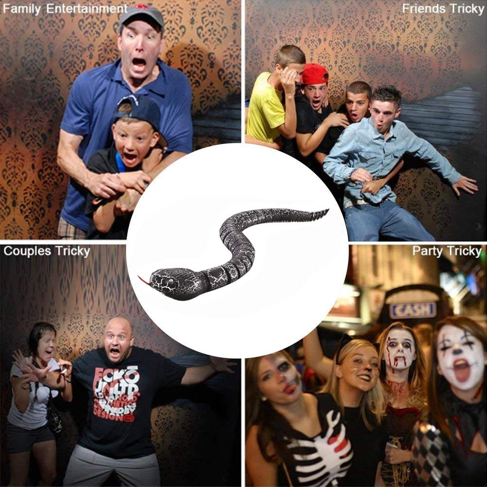 Ufurty Realistic Remote Control RC Snake Toy - Fast Moving Robotic Rattlesnake with USB Rechargeable Battery & Snake-Egg Controller - Scary Trick Toy for Kids Outdoor Play, Halloween Pranks, and Birthday Gifts