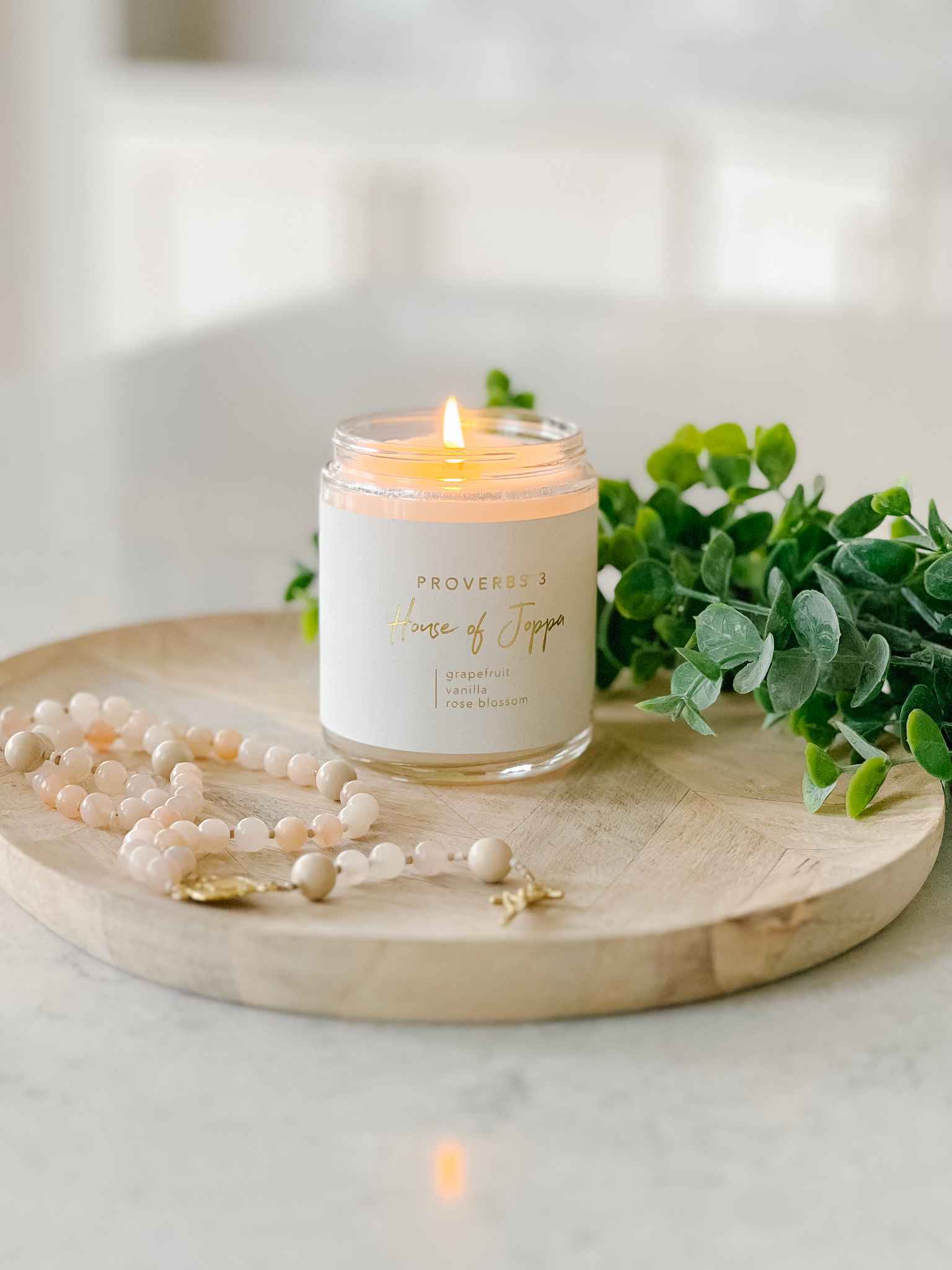Proverbs 3 Scented Candle - Grapefruit Vanilla Rose Aromatherapy for Home Relaxation & Meditation