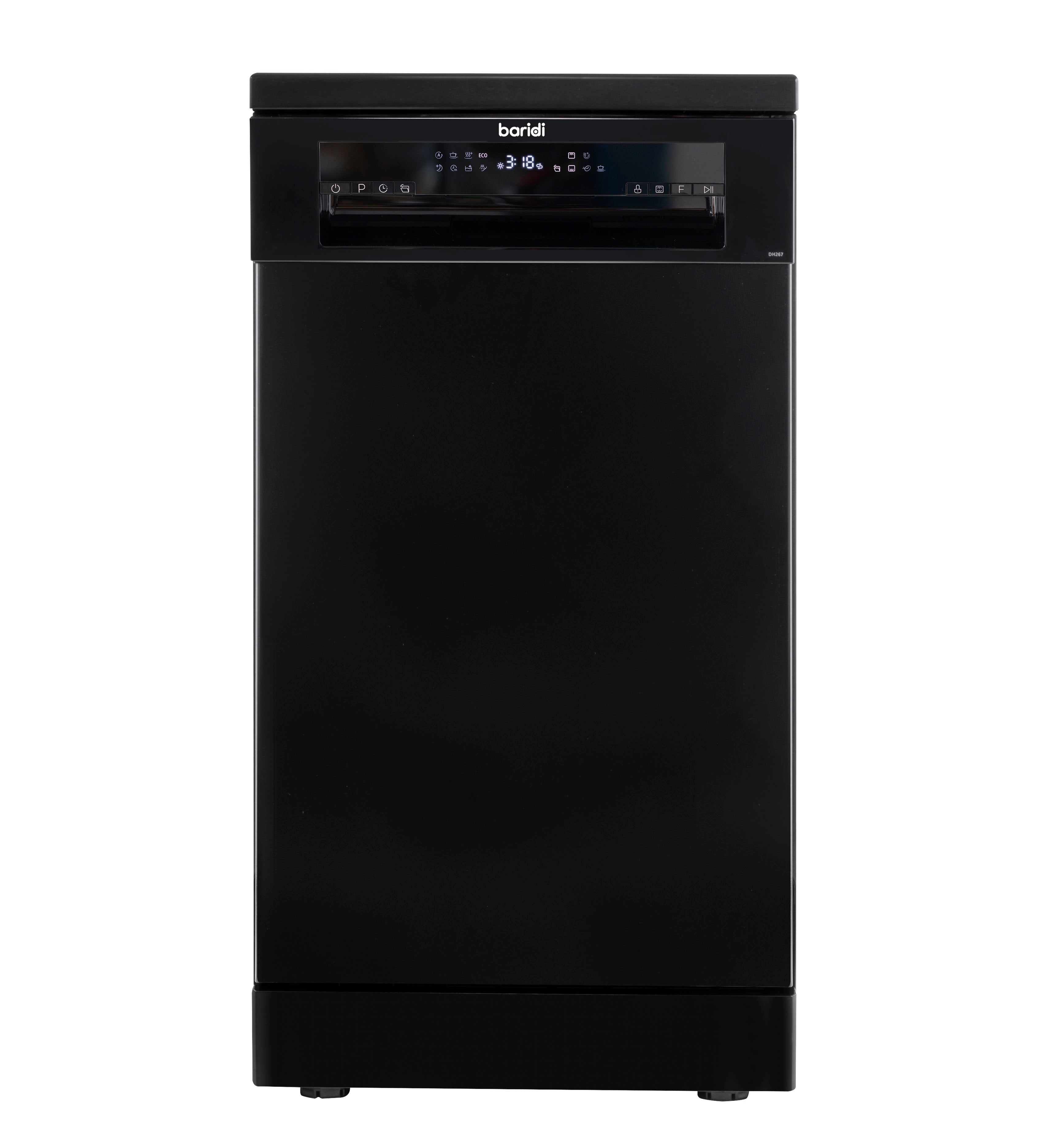 Baridi 45cm Slimline Freestanding Dishwasher - 10 Place Settings, 8 Wash Programs, Energy Efficient (Model DH267) - Perfect for Small Kitchens, Apartments & RVs