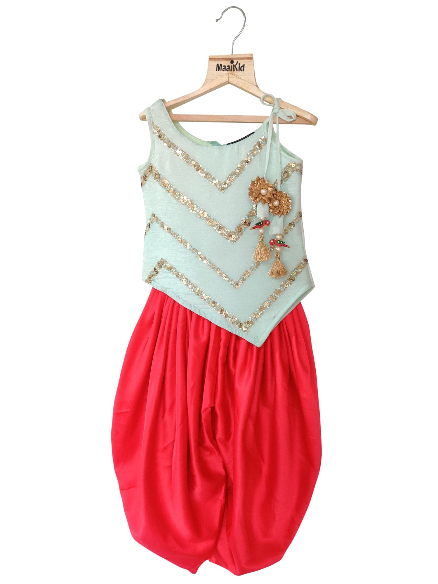 Asymmetric Sequin Work Top and Dhoti Set - Glamorous Party Outfit for Women | Perfect for Weddings, Night Out, and Special Occasions
