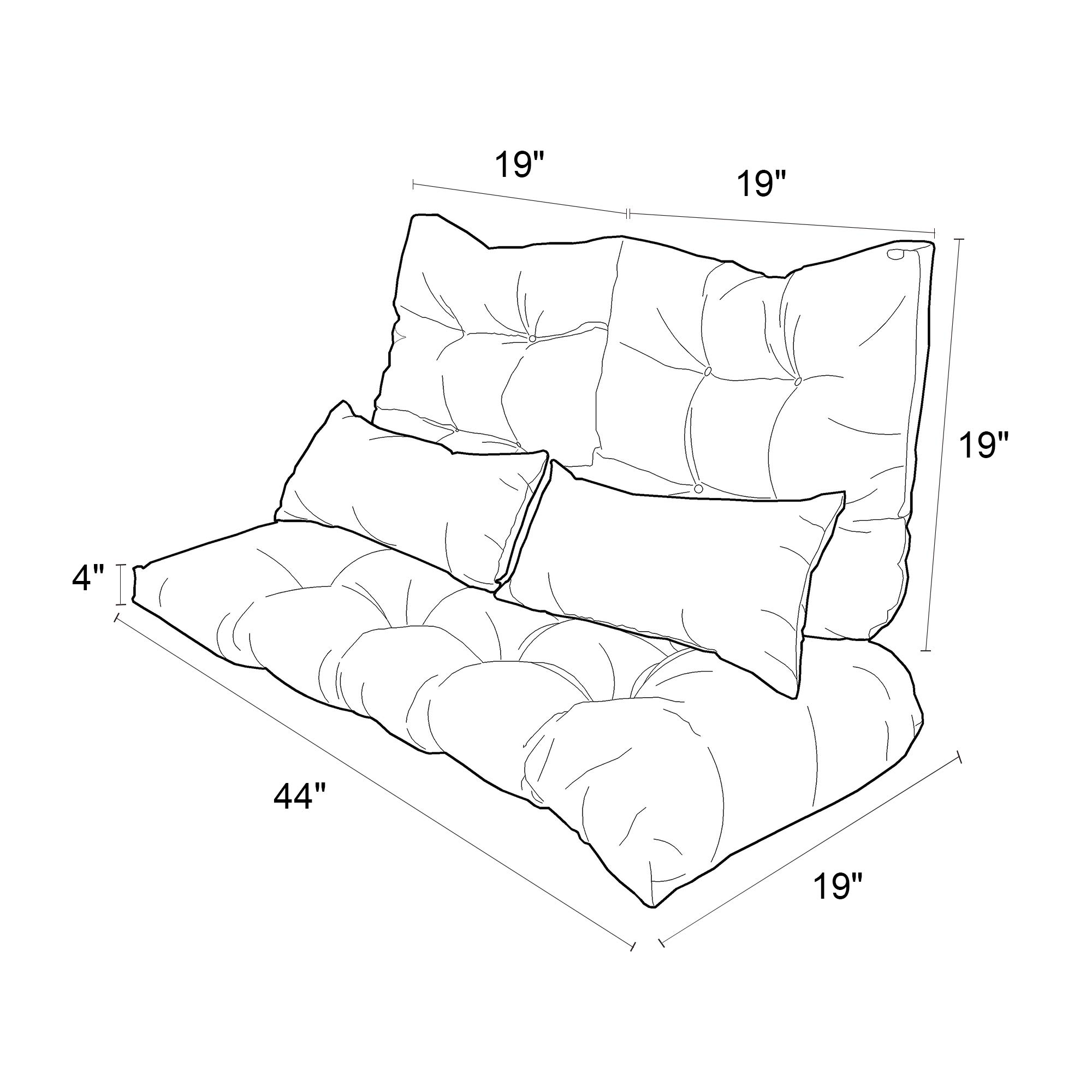 ARTPLAN All-Weather Outdoor Cushions Set of 5 - Waterproof Loveseat & Bench Cushions with Tufted Design for Patio Furniture - Perfect for Garden, Deck, Poolside & Porch Relaxation
