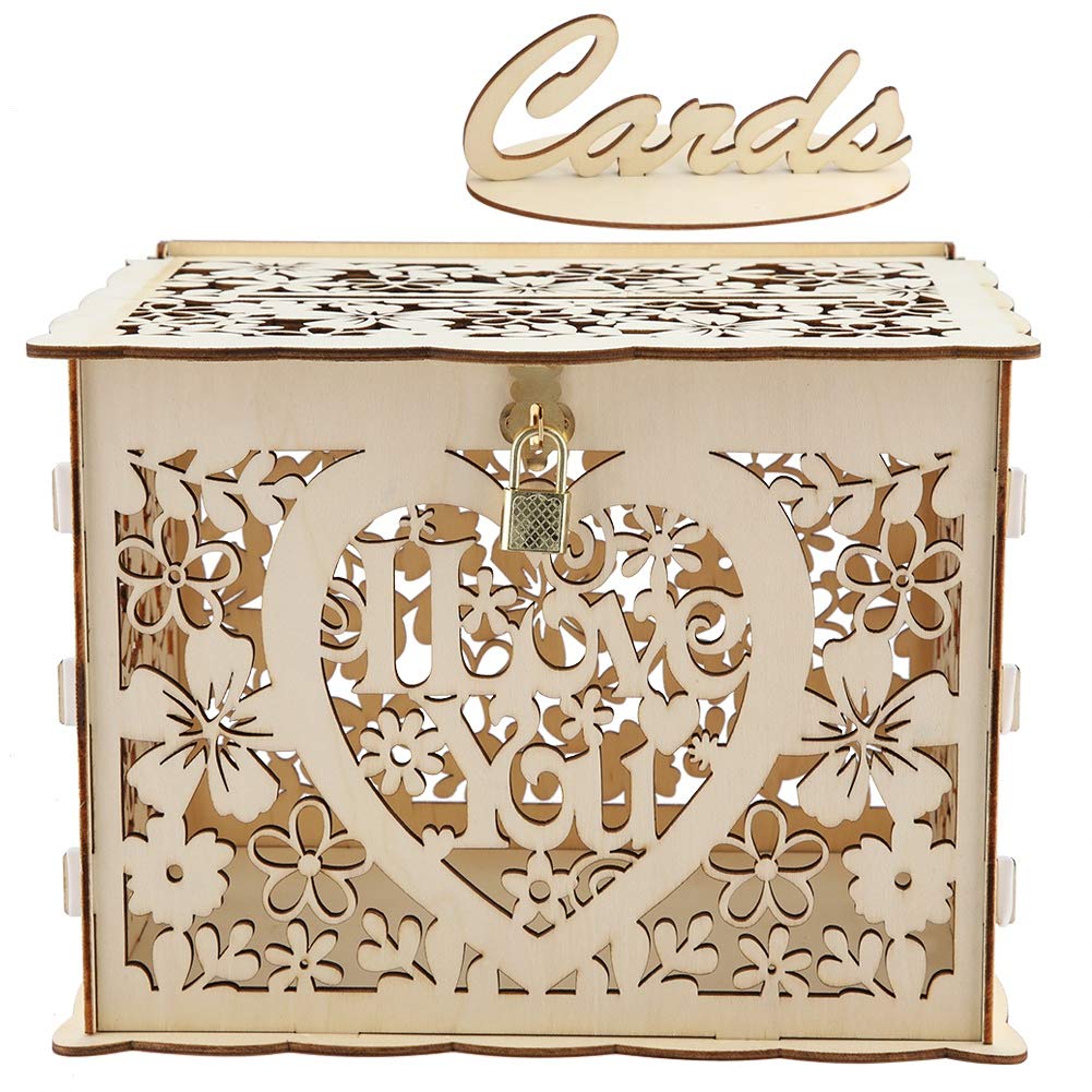 Elegant DIY Wedding Card Box with Lock & Key - Easy to Assemble Gift Holder for Wedding, Anniversary & Party Decorations - Perfect for Reception, Bridal Shower & Special Events