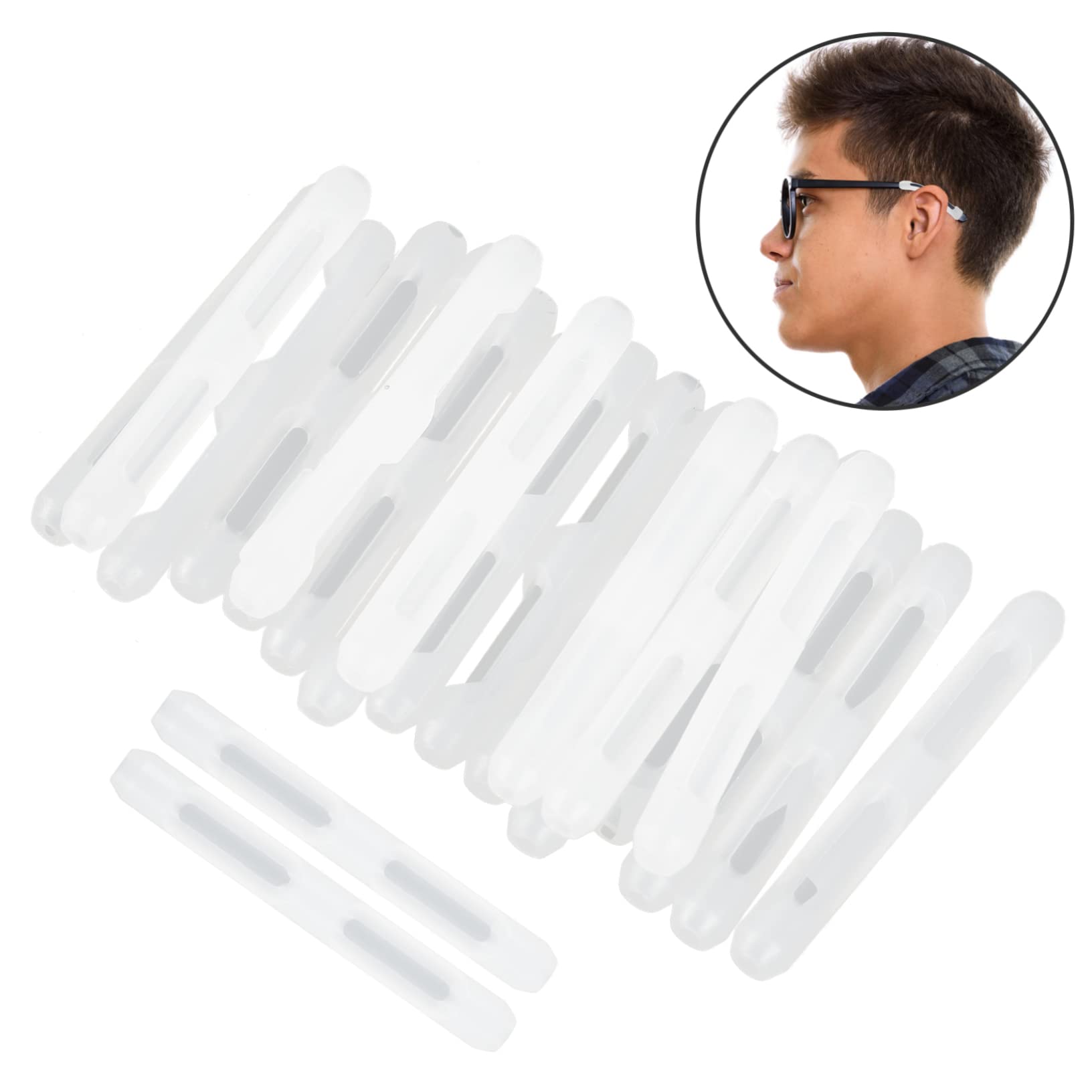 PLAFOPE Silicone Glasses Ear Hooks - Non-Slip Glasses Temple Tips, White Soft Silicone Glasses Grips for Secure Fit - Perfect for Reading, Sports & Daily Wear Glasses Accessories