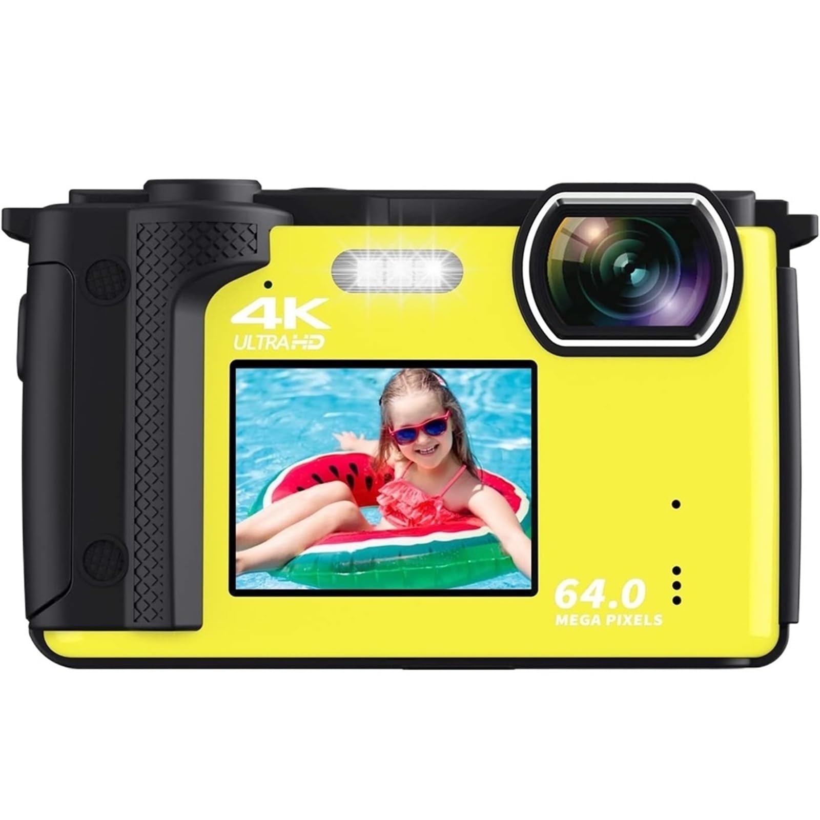 64MP Dual Screen Video Camera with 4K UHD, 16X Zoom - Perfect for Vlogging, Live Streaming & Selfie Photography (Includes 64GB Card & 2 Batteries) - Ideal for YouTube, TikTok, Travel & Social Media Content Creation