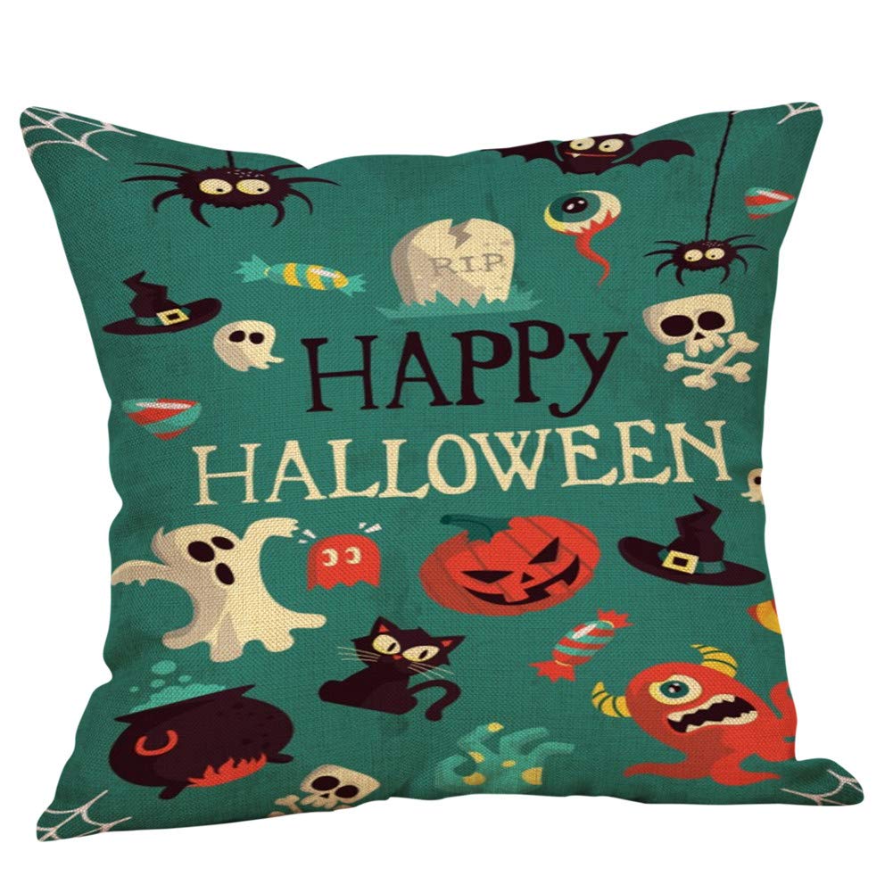 **Halloween Pumpkin Plush Pillow - Cartoon Throw Cushion for Sofa, Bed & Decor - Stuffed Toy for Kids & Adults - Skull Flower Linen Decorative Pillow Case - Perfect for Halloween Parties, Home Decor & Gifts**