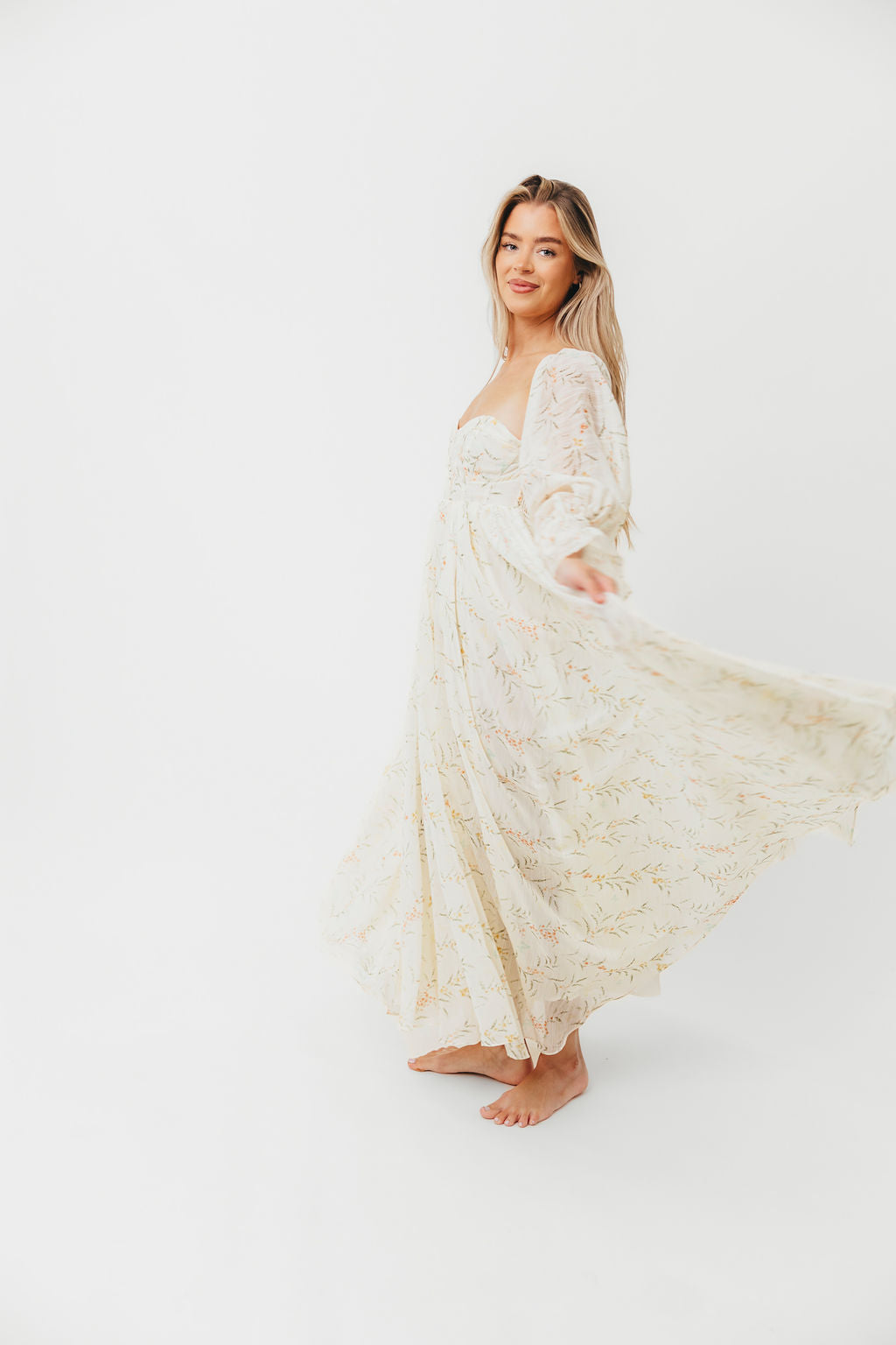 Ryder Grace Maxi Dress in Cream - Elegant Flowy Long Dress for Women, Summer Beach Wedding Party Wear | Perfect for Vacations, Date Nights & Special Occasions