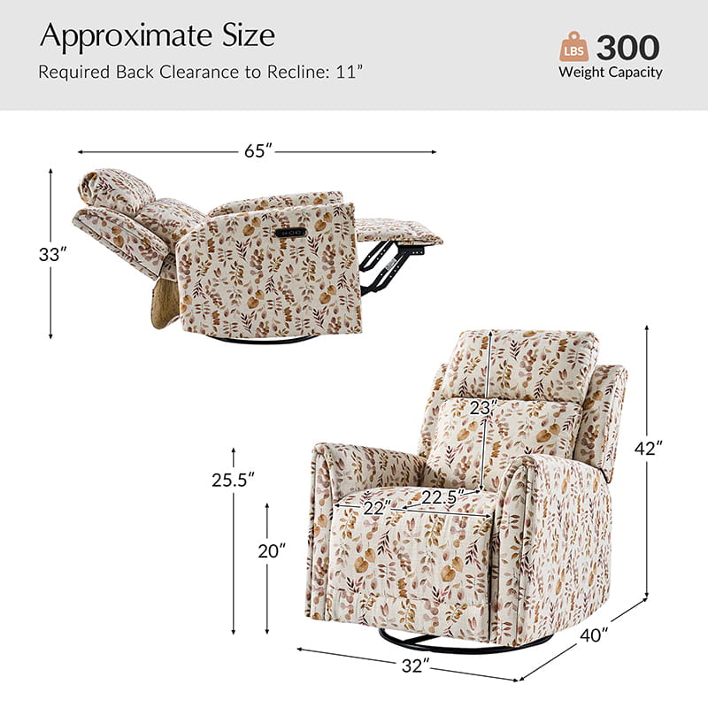 Alois Swivel Rocker Recliner Chair with Adjustable Headrest - Comfortable Living Room Furniture for Relaxing, Reading & Watching TV