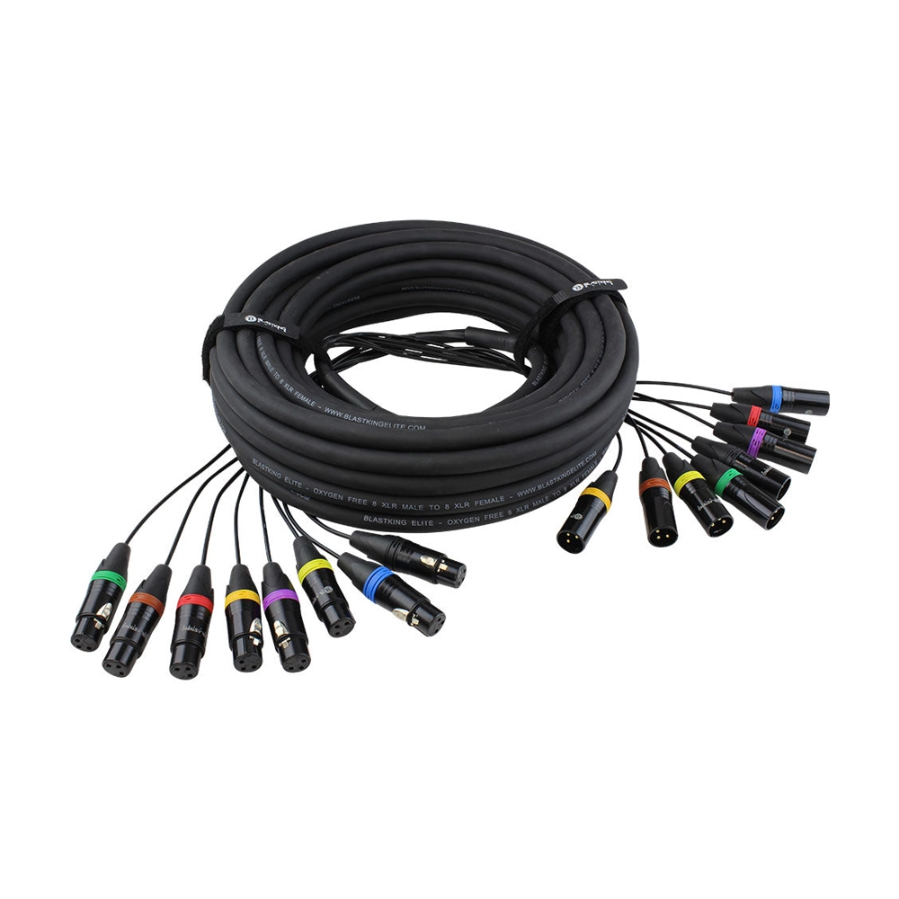 Blastking 50ft 8 XLR Male to 8 XLR Female Cable - C8XLRMF - Professional Audio Cable for Studio Recording, Live Sound & DJ Equipment