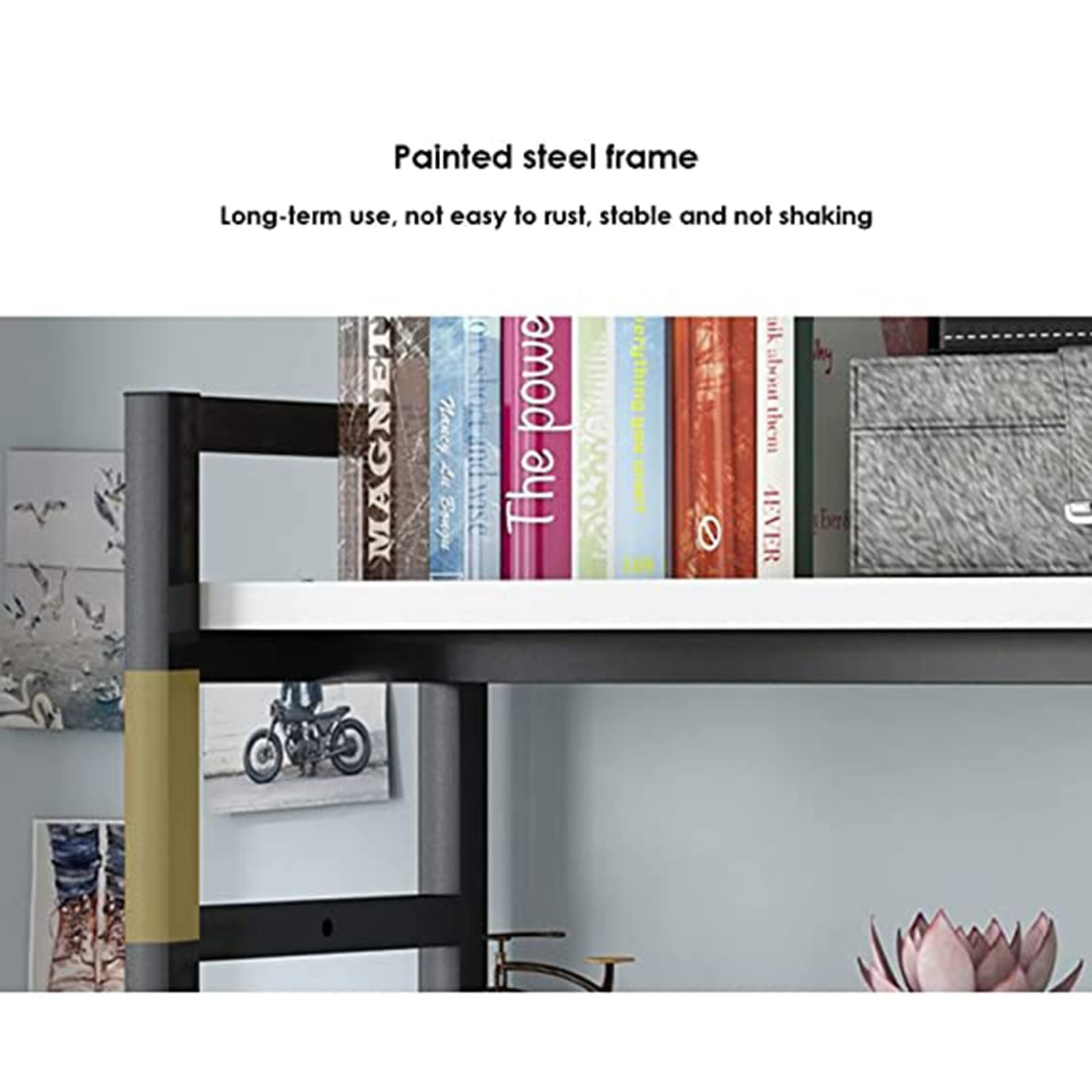 Adjustable Wood & Metal Desktop Organizer - 2 Tier Office Storage Shelf for Printer, Books & Supplies | Space-Saving Desk Hutch for Home & Office Workspaces | Black Finish | Perfect for Small Spaces & Clutter-Free Organization