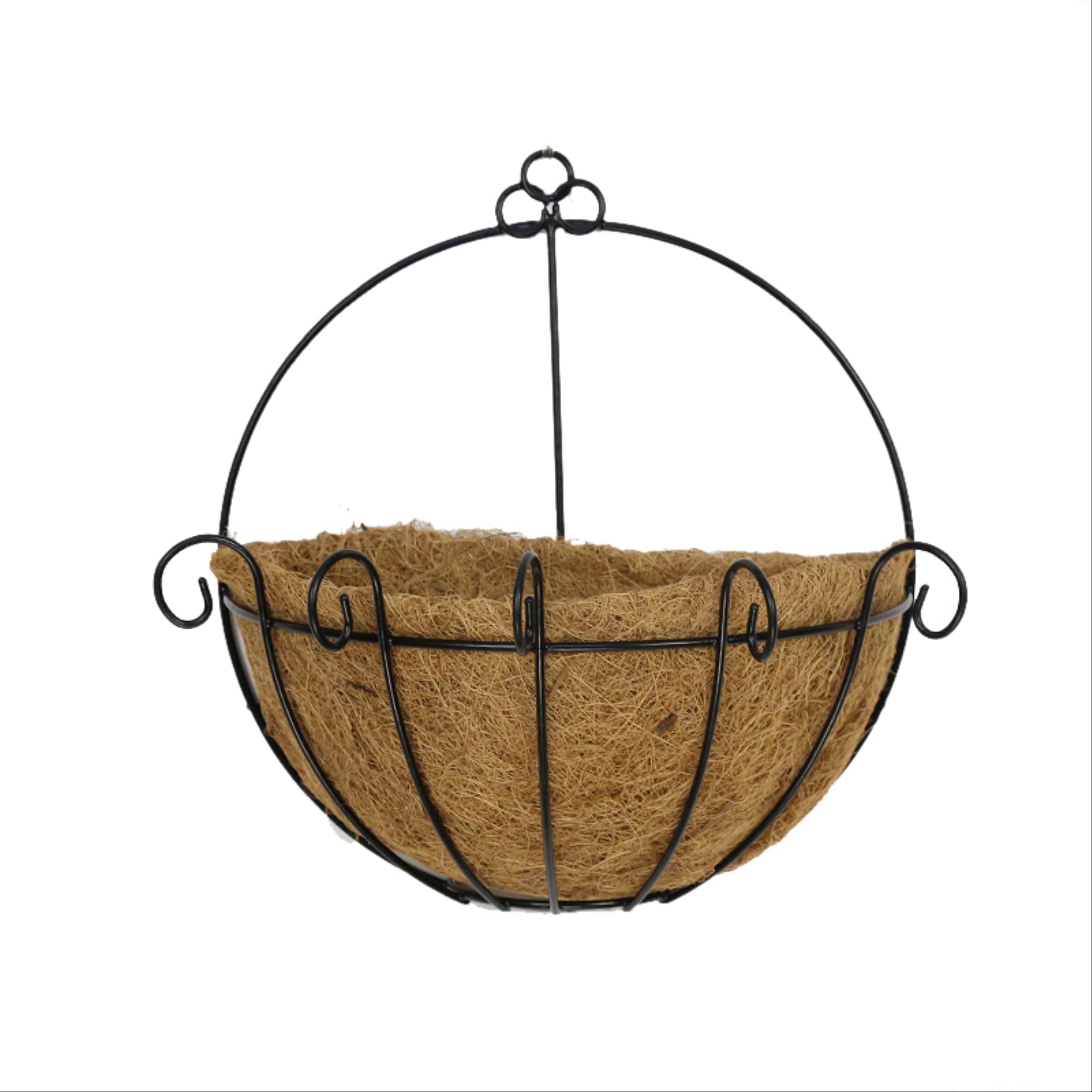 Rustic Woven Hanging Flower Pot - Iron Wall Mounted Planter Basket with Willow Green Finish for Indoor/Outdoor Plants | Perfect for Boho Home Decor, Garden Wall Art & Kitchen Herb Gardens