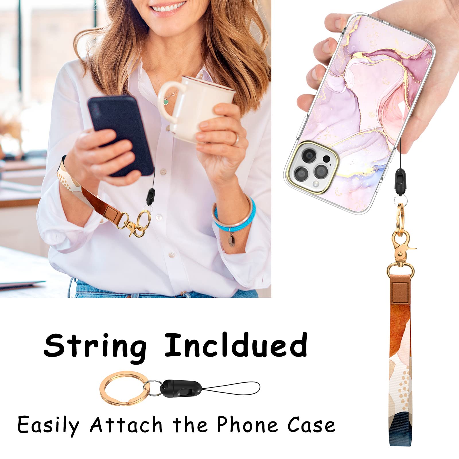 Cute Wrist Lanyard Key Chain for Women & Men - Adjustable Wristlet Strap Keychain Holder for Car Keys, ID Badges, Cards, Wallet & Phone - Perfect for Work, Travel, Gym & Outdoor Activities