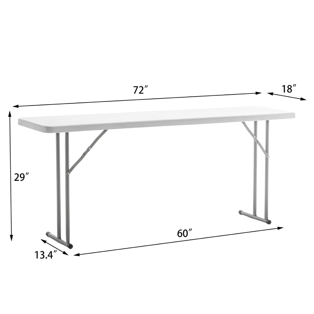BTEXPERT 6-Foot White Granite Plastic Folding Table - 72